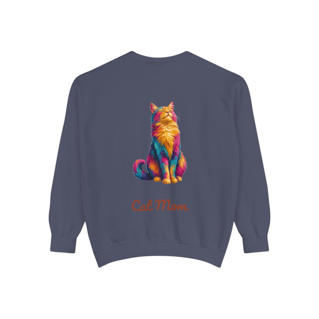 Cat Mom Shirt, Vibrant Painterly Cat Tee, Bold Cat Lover Gift, Colorful Cat Owner Sweatshirt
