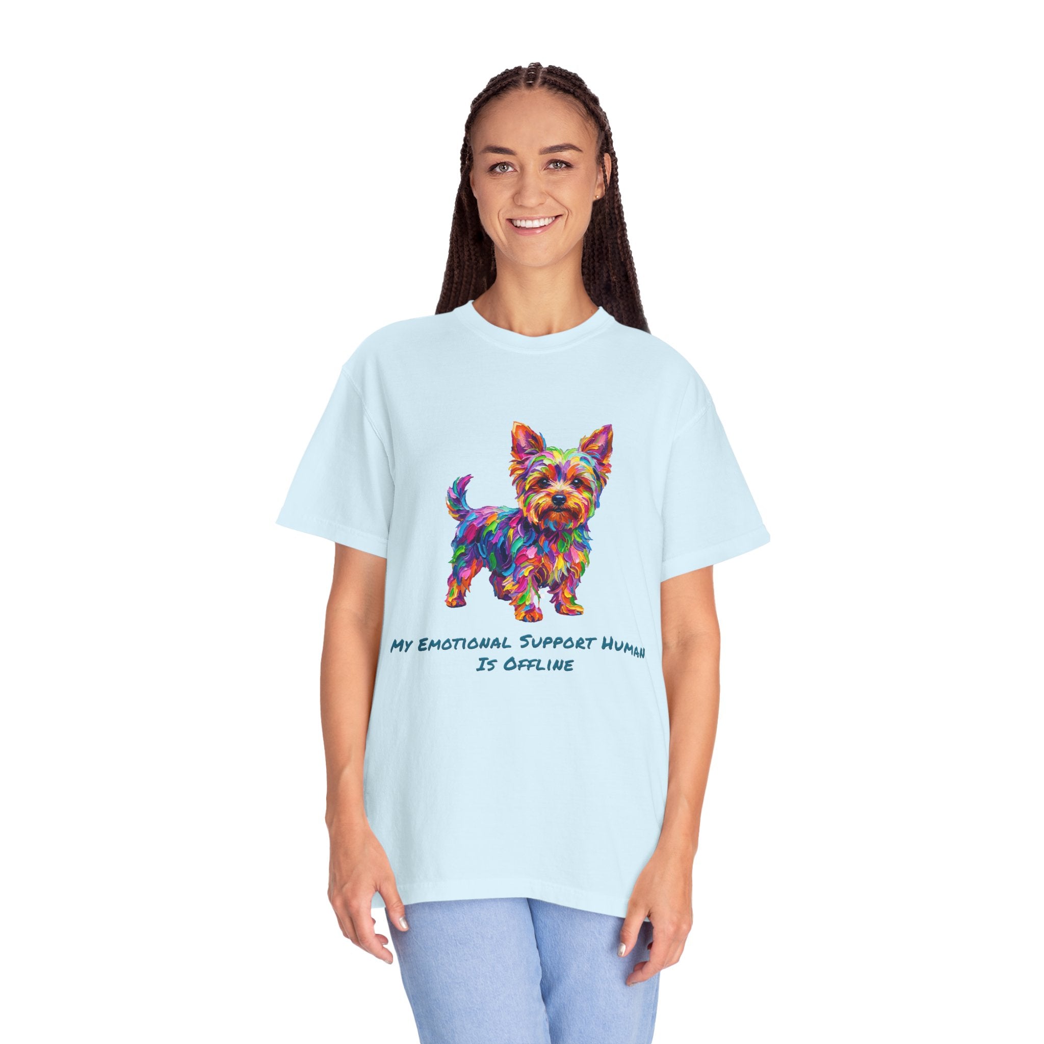Yorkie T-Shirt — My Emotional Support Human Is Offline