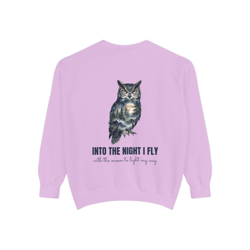 Into the Night I Fly Shirt, Owl Double Exposure Tee, Starlit Forest Nature Lover Gift, Woodland Wildlife Sweatshirt