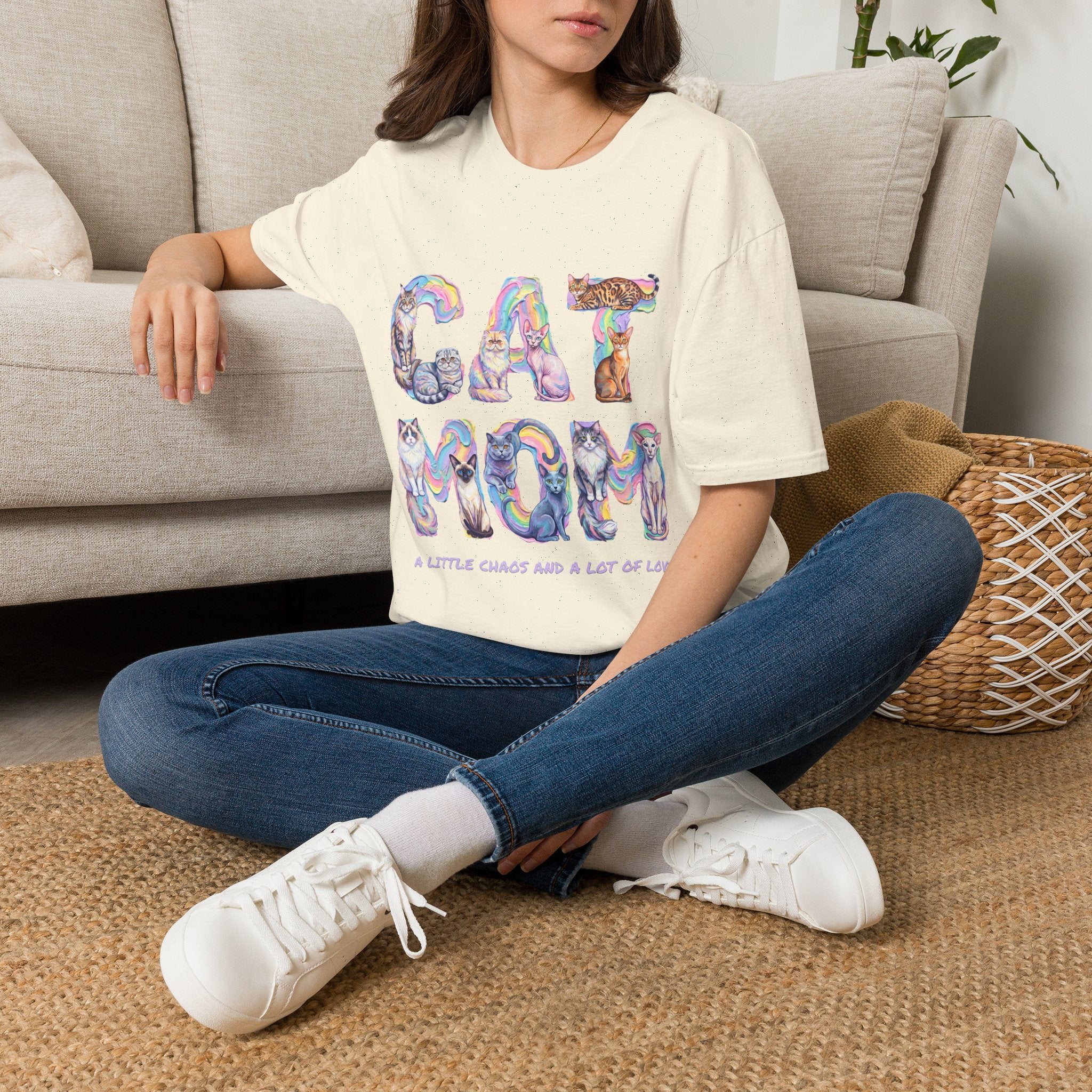 Cat Mom T-Shirt — Pastel Cat Lover Tee, Gift for Cat Moms