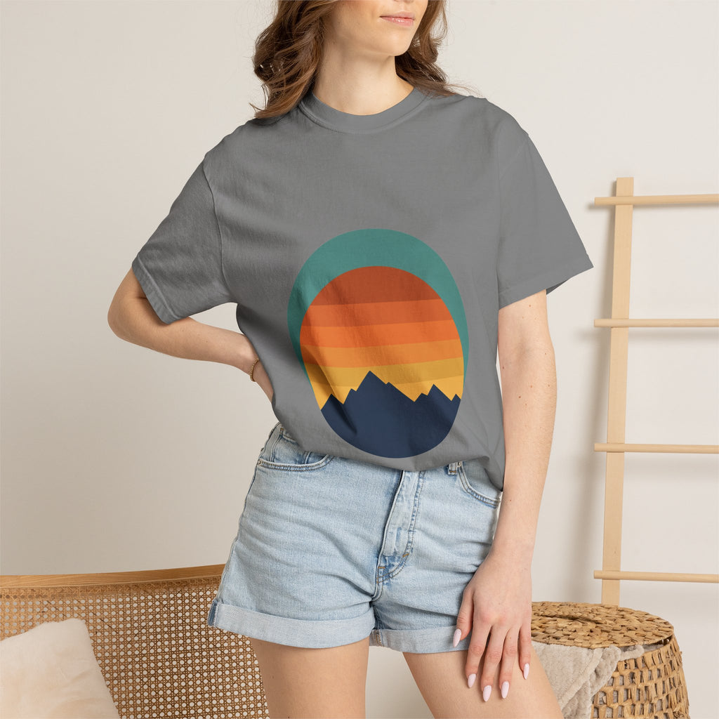 Retro Sunset Mountain Shirt, Vintage Nature Tee, Hiking Outdoor Gift, 70s Landscape Sweatshirt