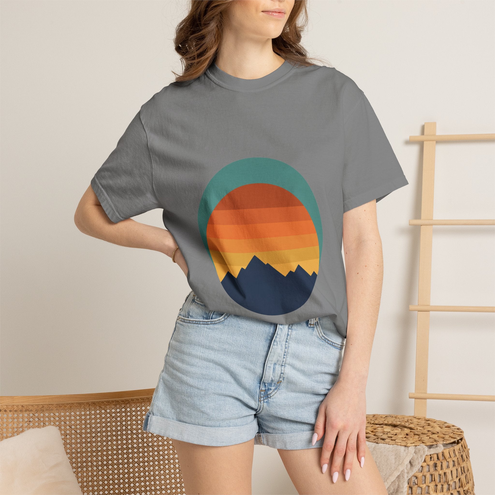 Retro Sunset Mountain Shirt, Vintage Nature Tee, Hiking Outdoor Gift, 70s Landscape Sweatshirt