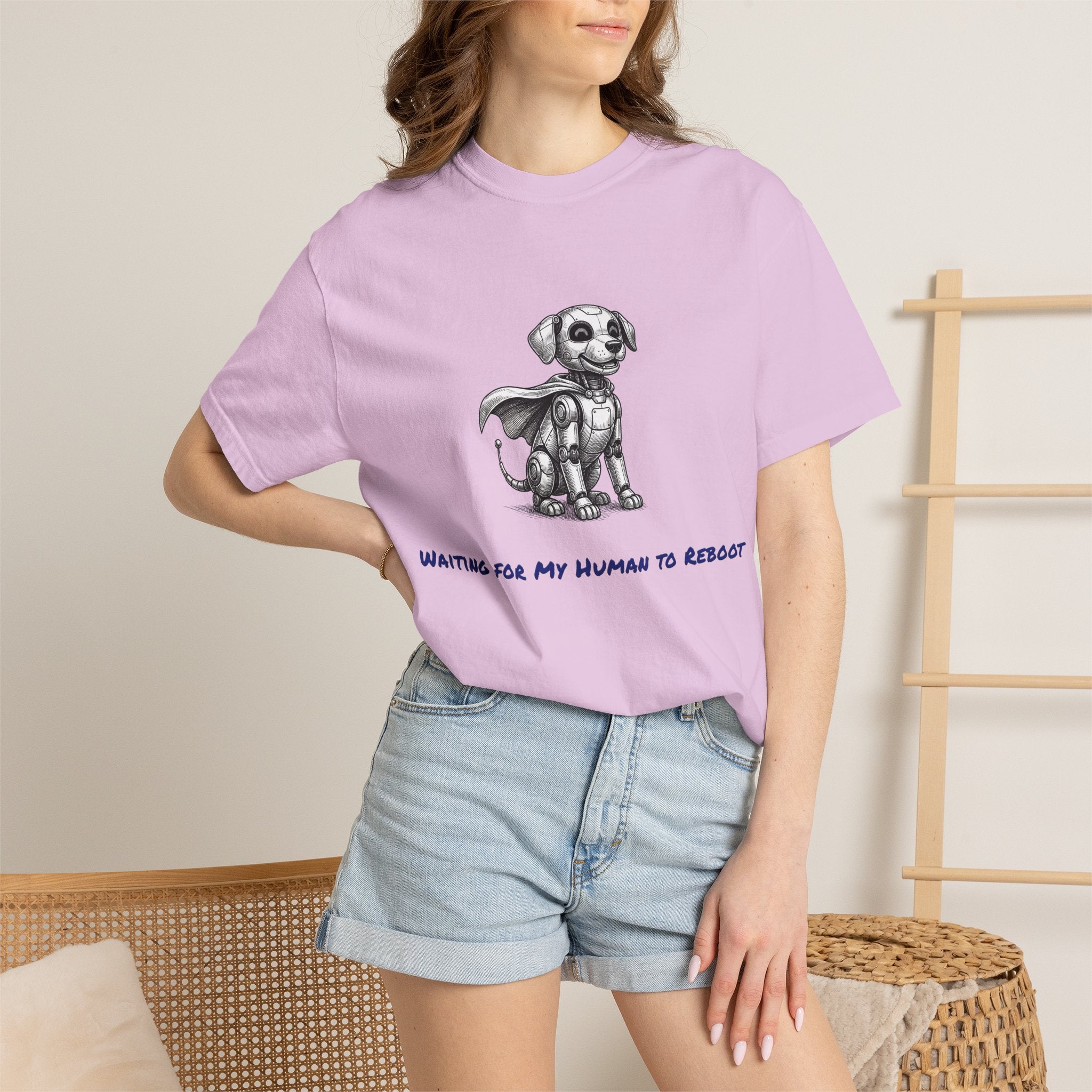 Robot Dog T-Shirt — Waiting for My Human to Reboot, Funny AI Tee