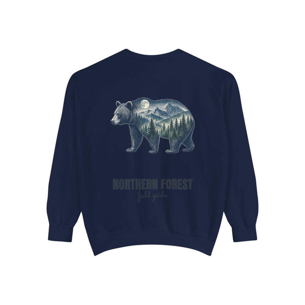 Northern Forest Field Guide Shirt, Black Bear Double Exposure Tee, Woodland Wildlife Camping Gift, Nature Lover Sweatshirt
