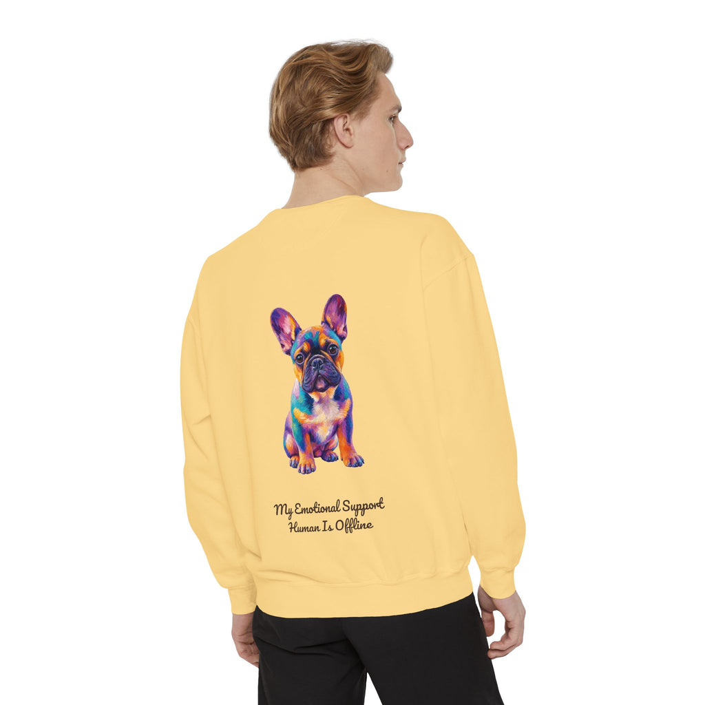 French Bulldog Shirt, My Emotional Support Human Is Offline Tee, Funny Frenchie Dog Mom Gift, Painterly Dog Lover Sweatshirt