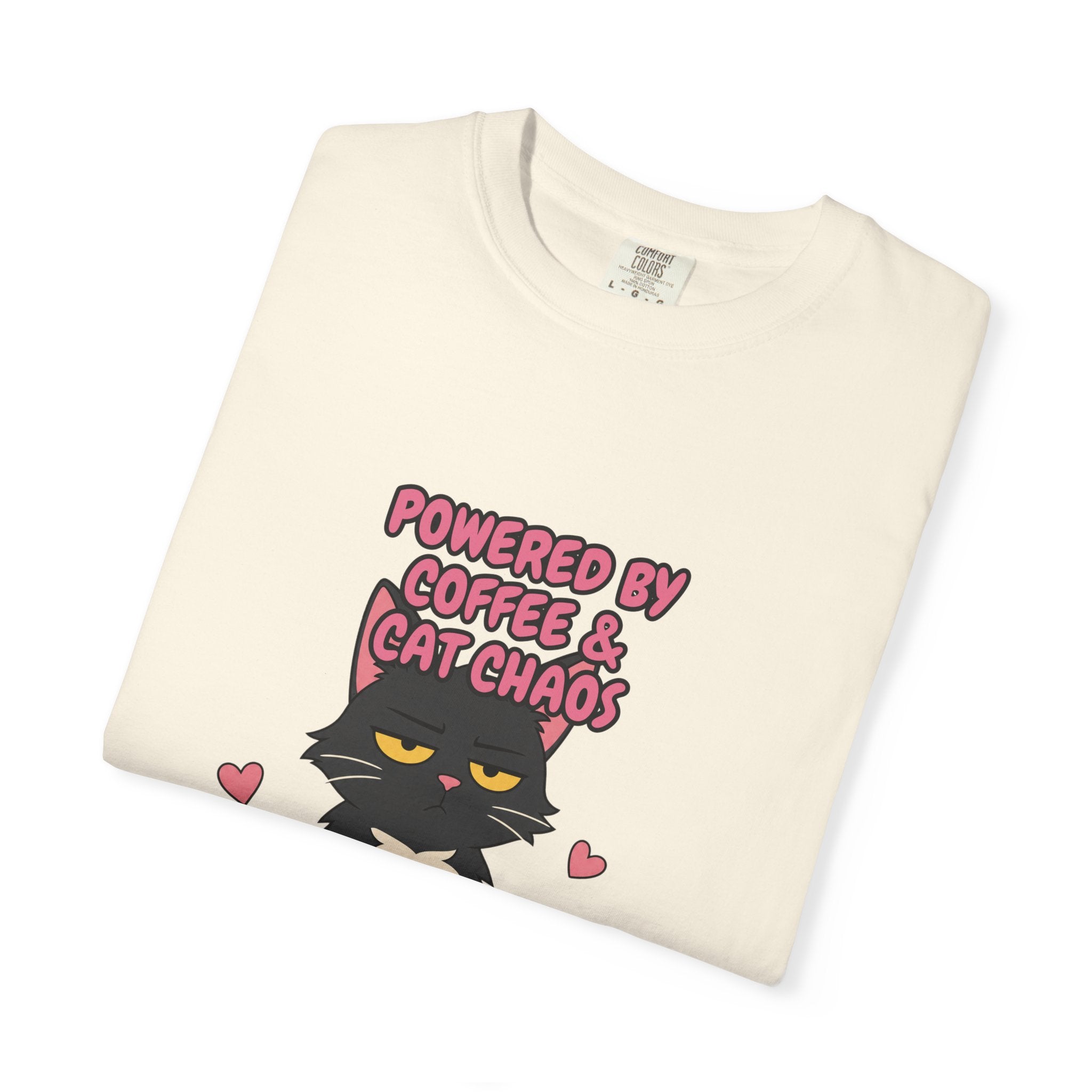 Powered By Coffee and Cat Chaos Shirt, Funny Cat Mom Coffee Tee, Cat Lover Gift, Cat Owner Sweatshirt