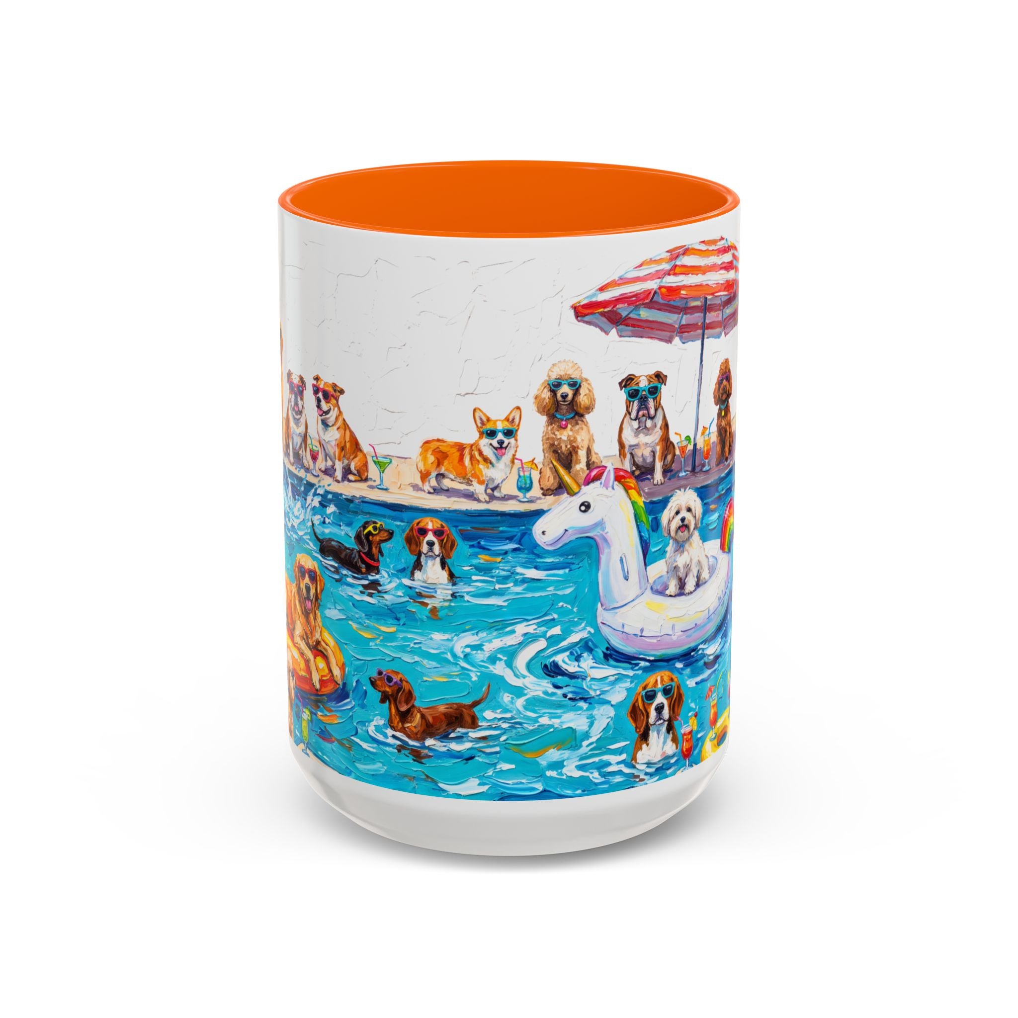Dogs Pool Party Coffee Mug — Funny Summer Dog Mug (15 oz)