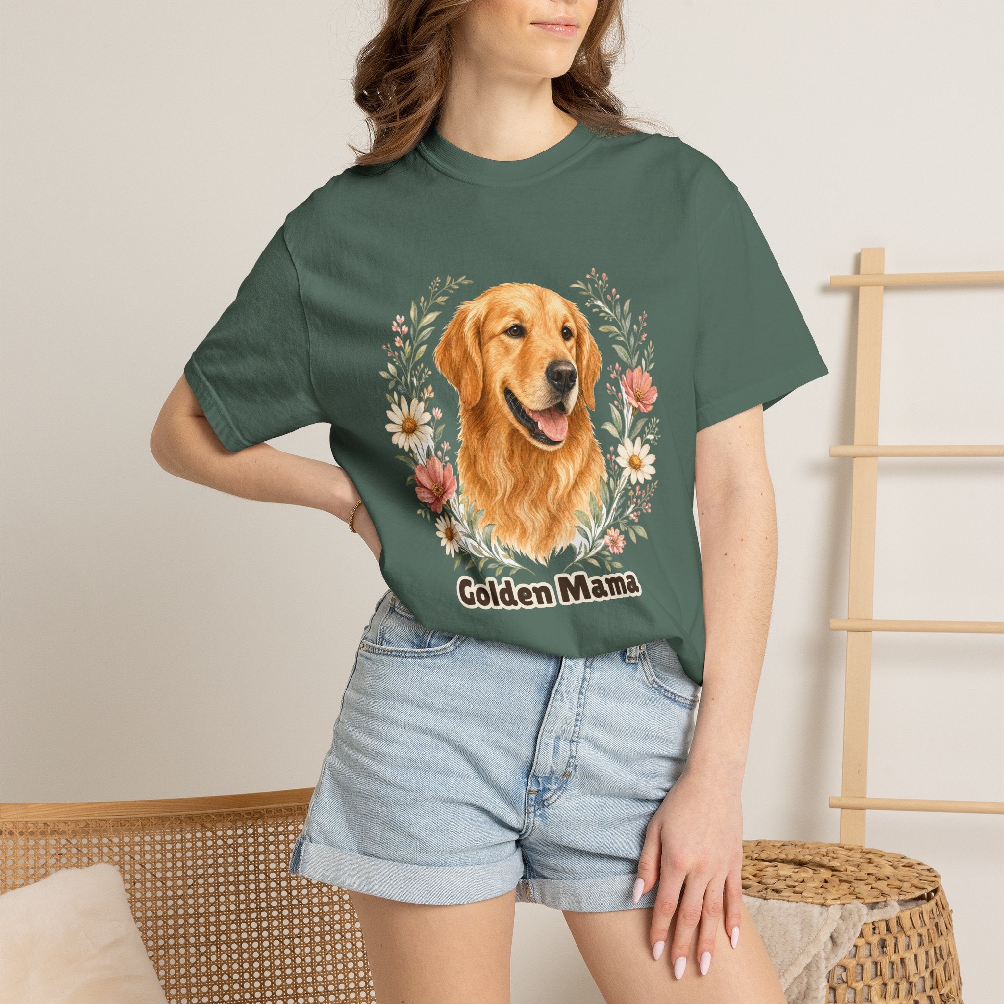 Golden Retriever Mom Shirt, Golden Mama Tee, Dog Mom Gift, Wildflower Dog Lover Sweatshirt, Cute Dog Owner Gift