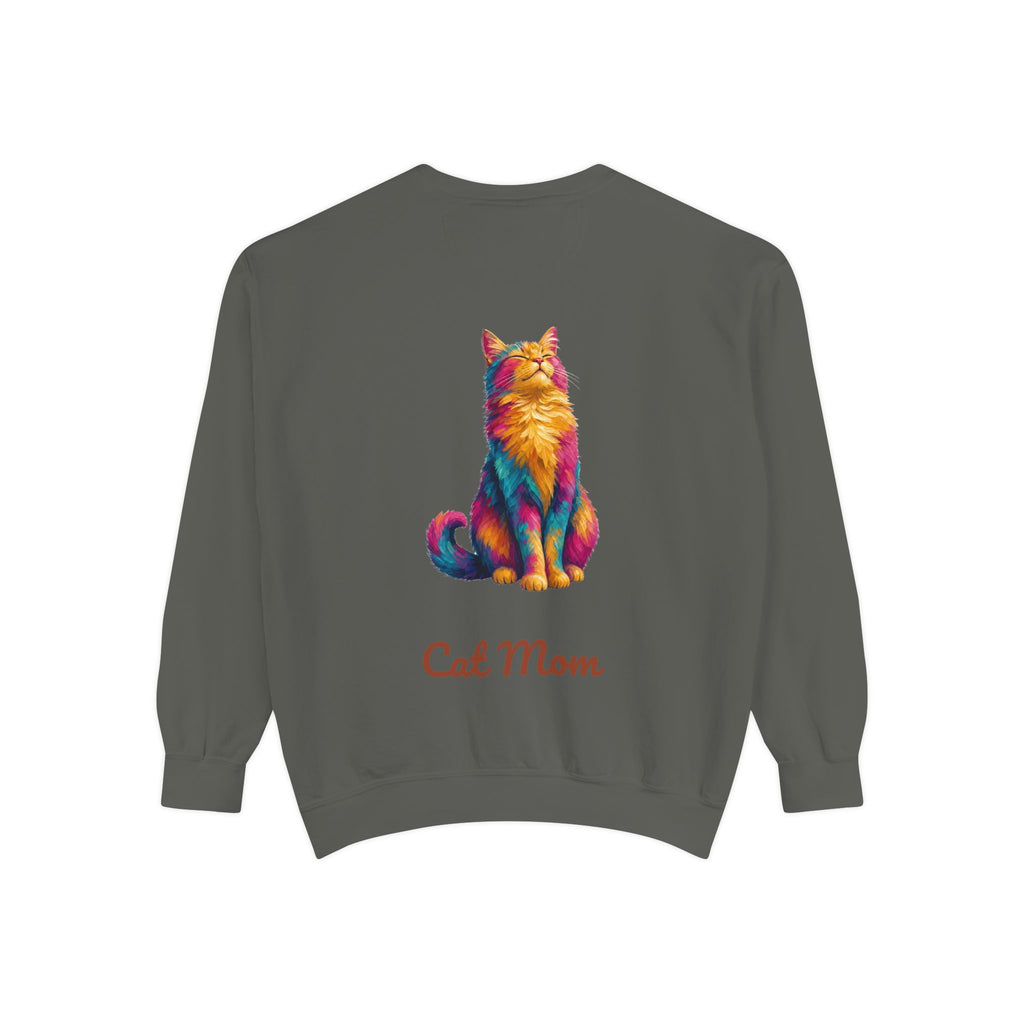 Cat Mom Shirt, Vibrant Painterly Cat Tee, Bold Cat Lover Gift, Colorful Cat Owner Sweatshirt