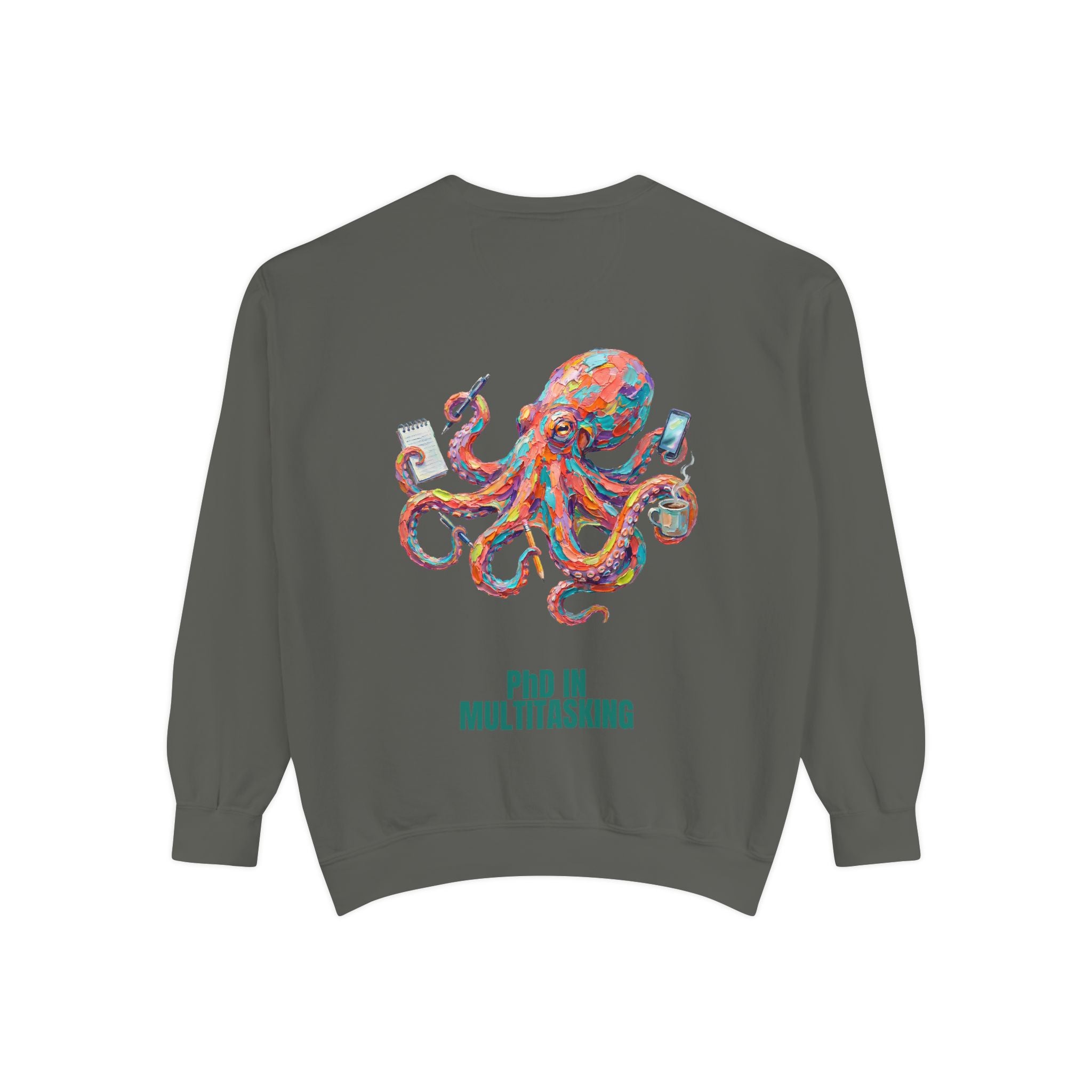 PhD in Multitasking Shirt, Funny Octopus Tee, Busy Mom Boss Gift, Painterly Ocean Humor Sweatshirt