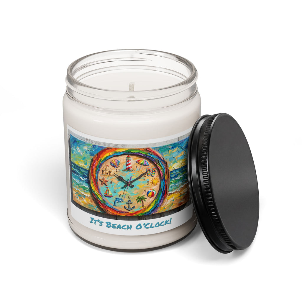 Beach Clock Soy Candle — Coastal Art Candle, 9 oz