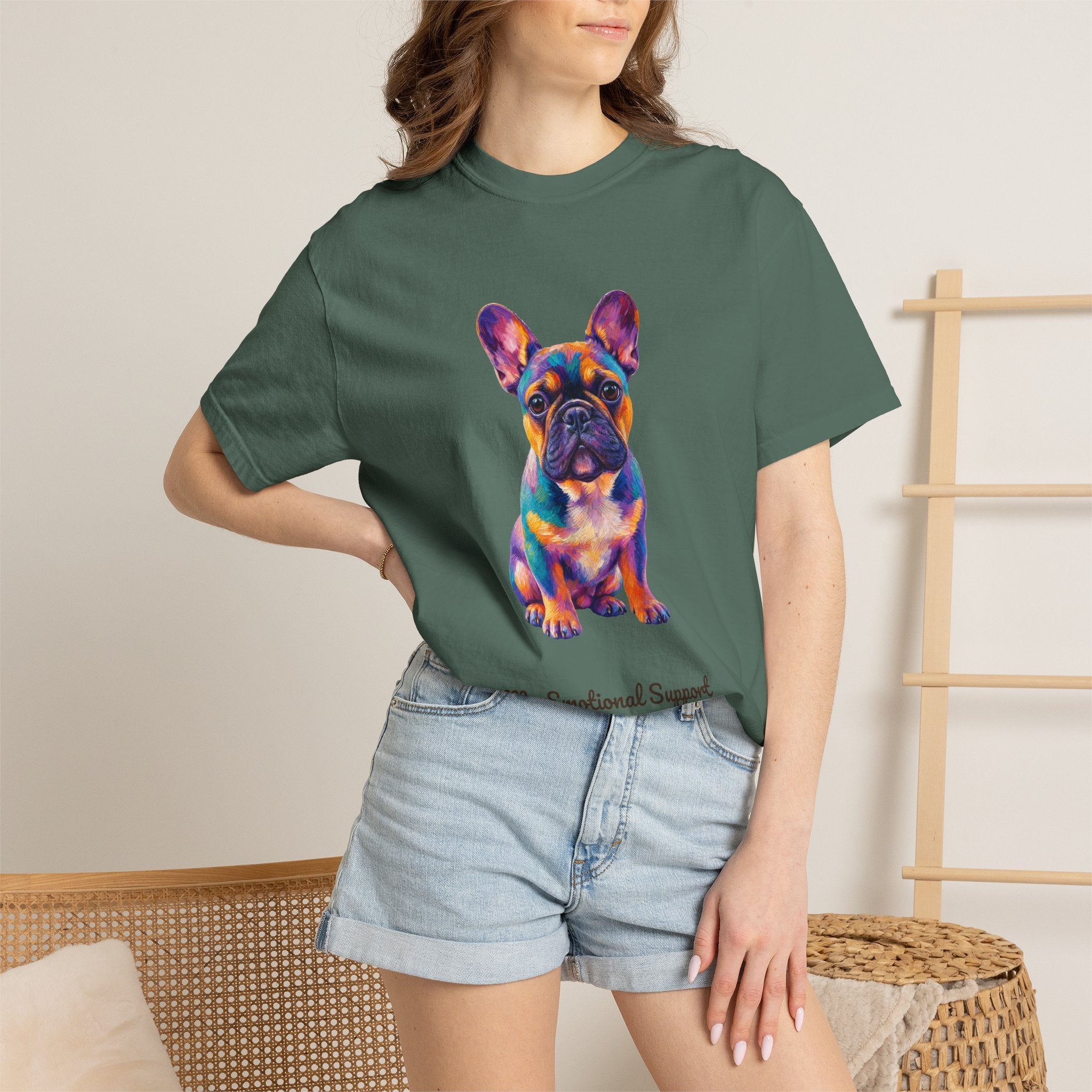 French Bulldog Shirt, My Emotional Support Human Is Offline Tee, Funny Frenchie Dog Mom Gift, Painterly Dog Lover Sweatshirt