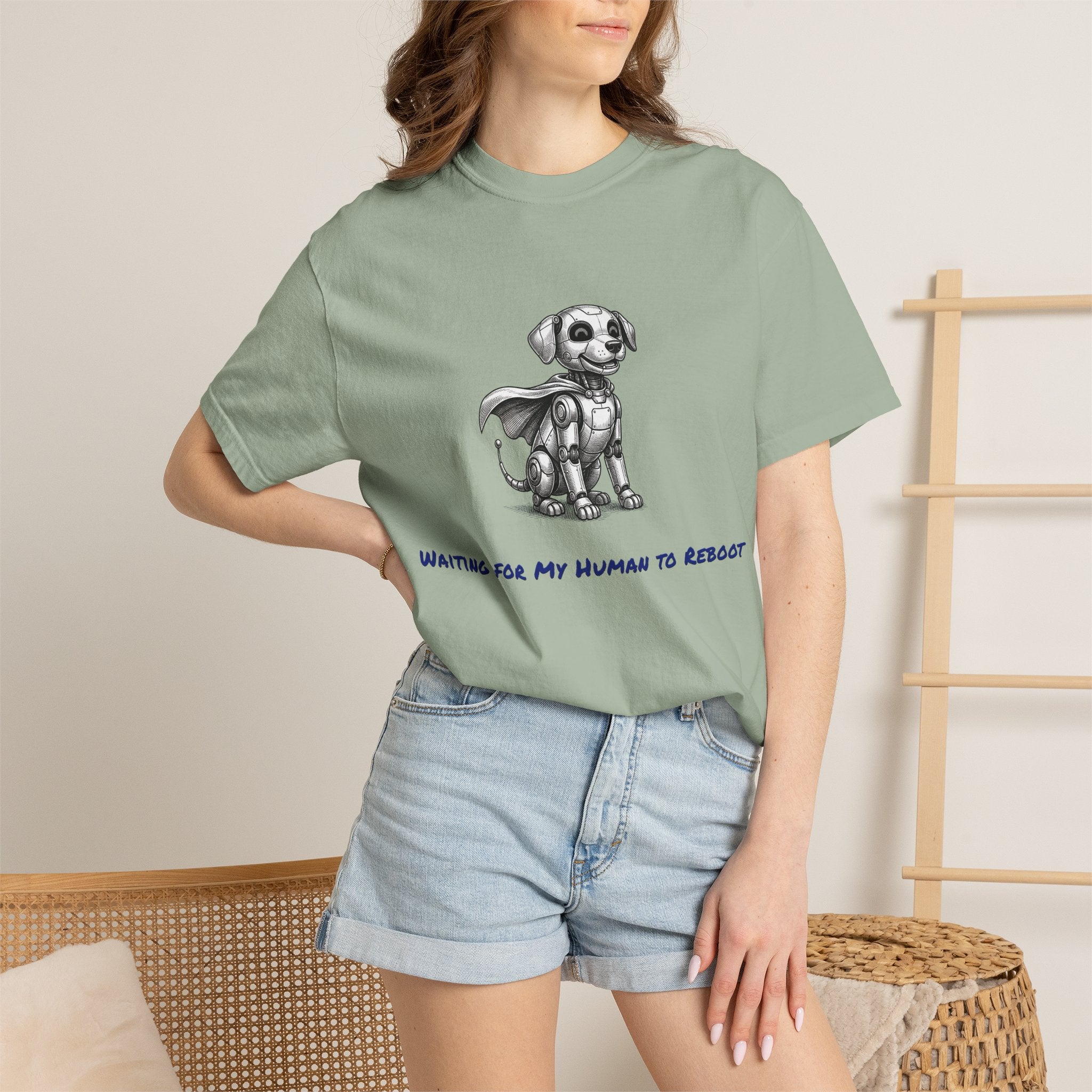 Robot Dog T-Shirt — Waiting for My Human to Reboot, Funny AI Tee