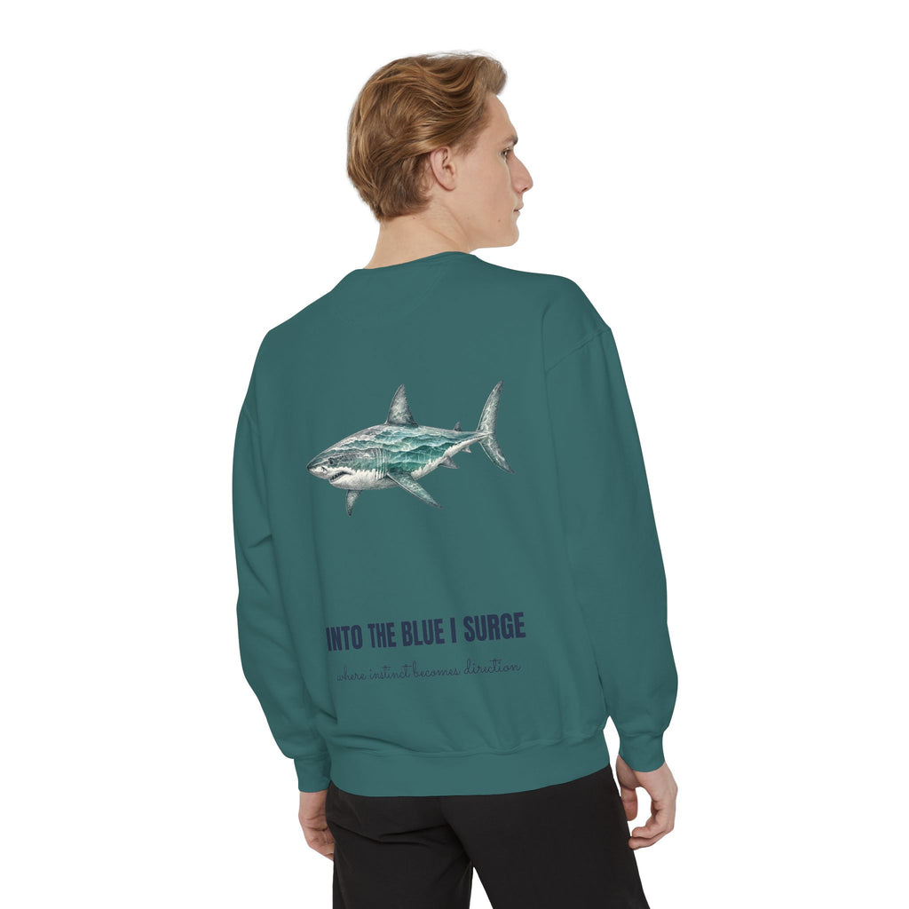 Into the Blue I Surge Shirt, Great White Shark Double Exposure Tee, Ocean Diver Sea Life Gift, Nautical Sweatshirt