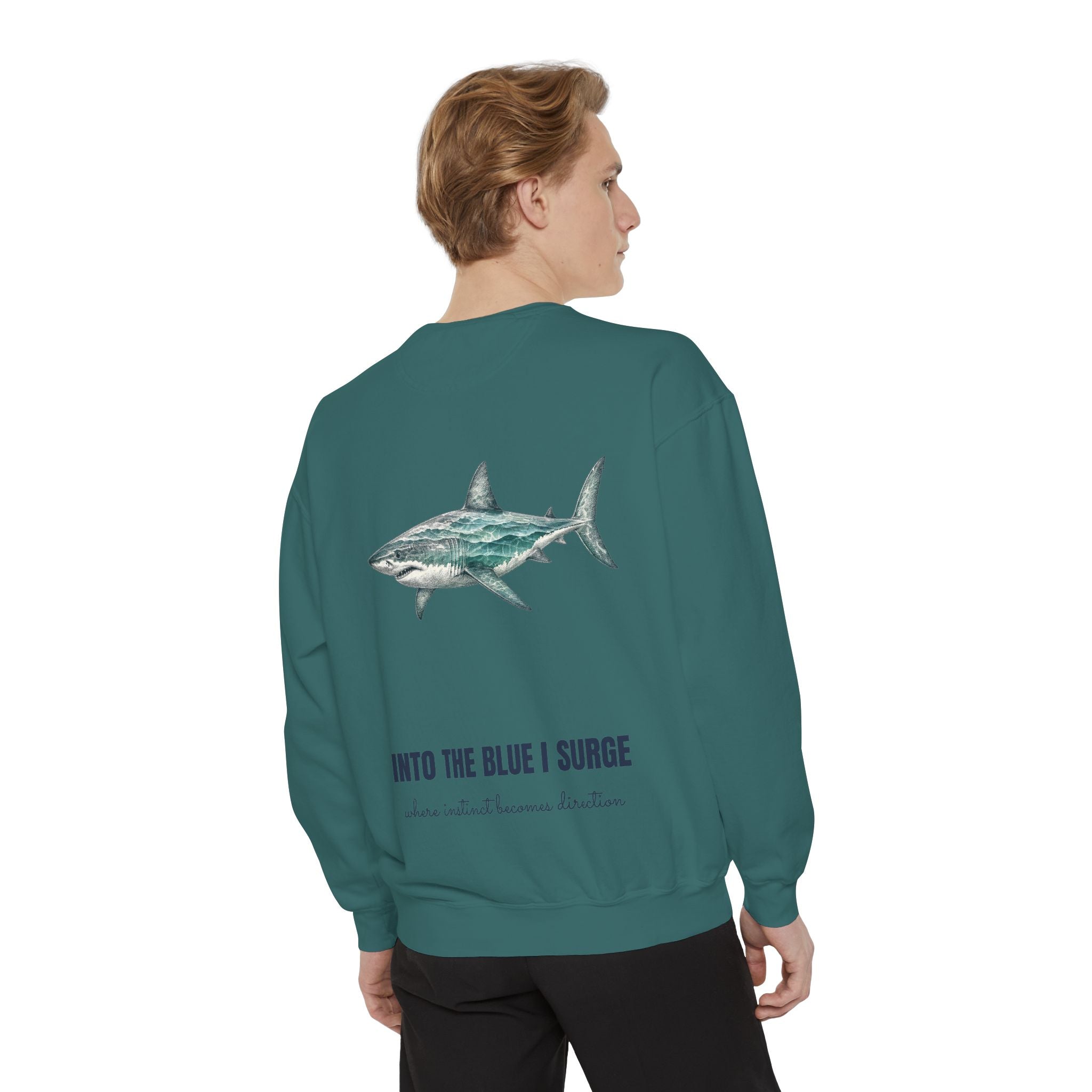 Into the Blue I Surge Shirt, Great White Shark Double Exposure Tee, Ocean Diver Sea Life Gift, Nautical Sweatshirt