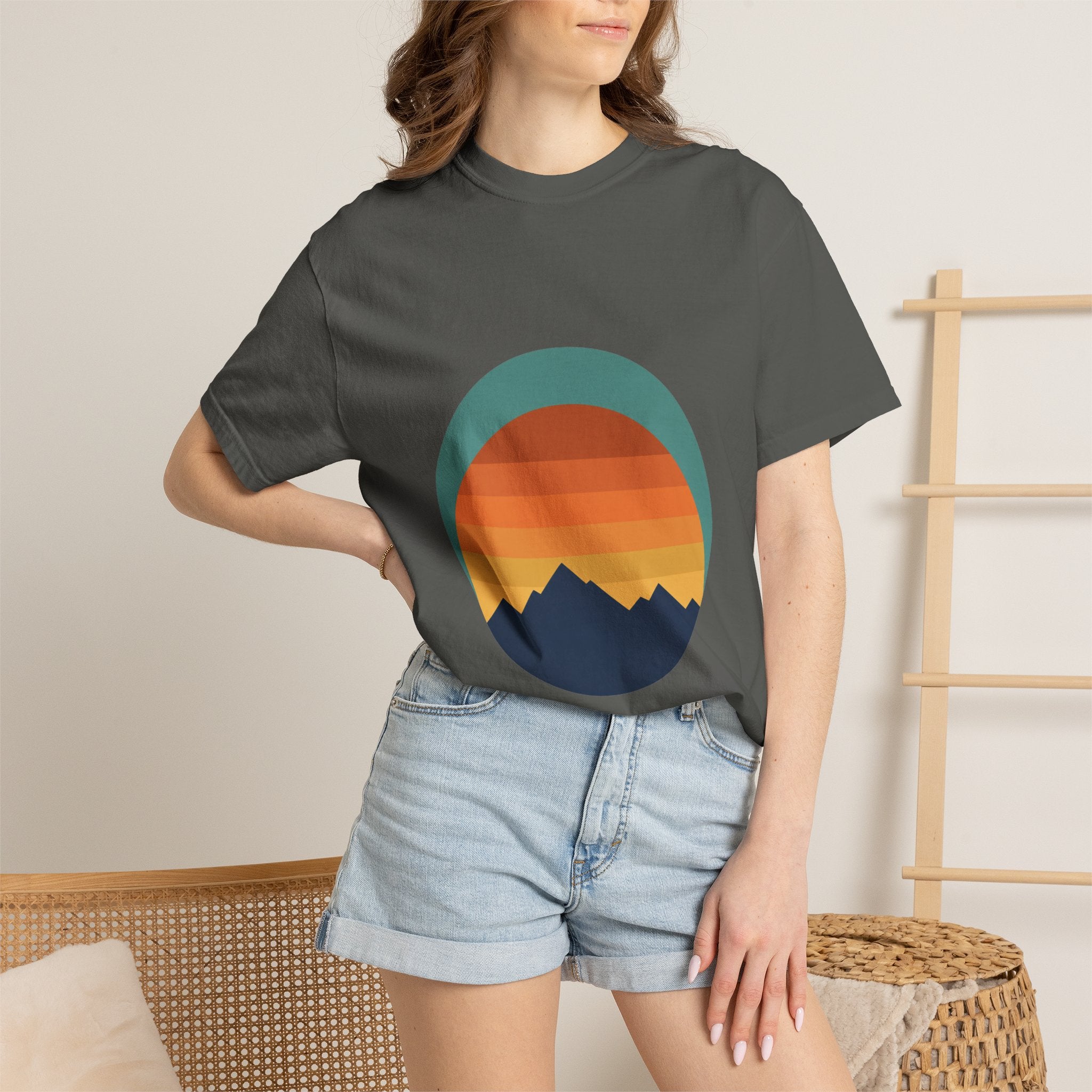 Retro Sunset Mountain Shirt, Vintage Nature Tee, Hiking Outdoor Gift, 70s Landscape Sweatshirt