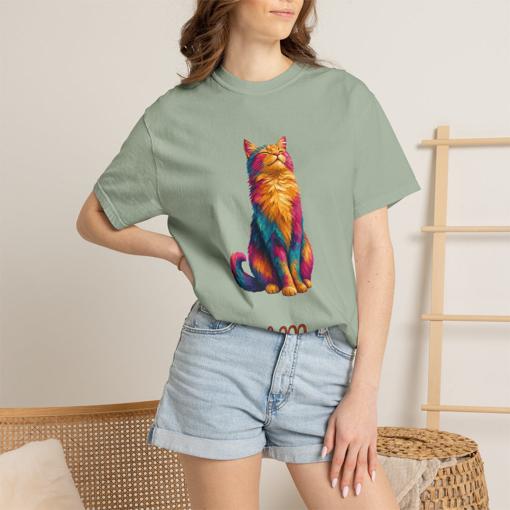 Cat Mom Shirt, Vibrant Painterly Cat Tee, Bold Cat Lover Gift, Colorful Cat Owner Sweatshirt