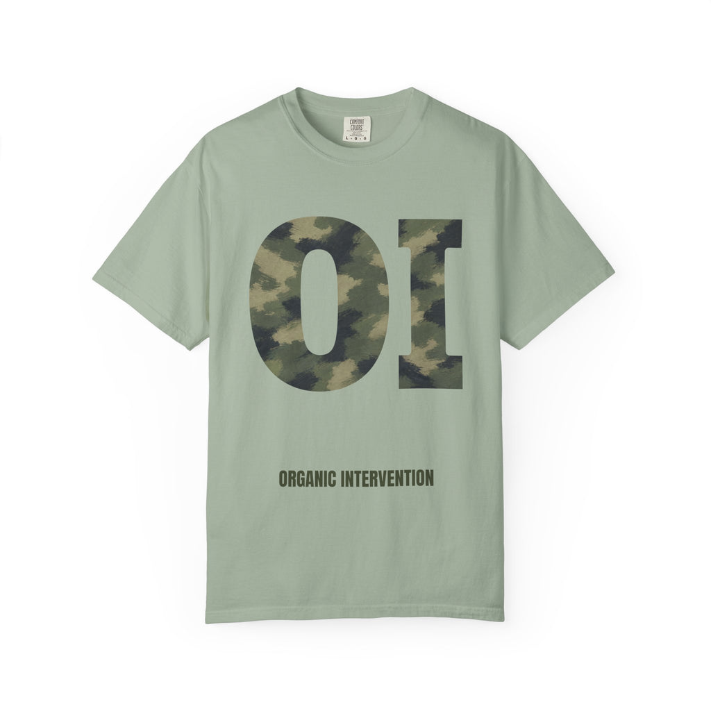 Organic Intervention Camo Hoodie, OI Monogram Anti-Algorithm Sweatshirt, Streetwear Camo Graphic Gift, Bold Statement Hoodie