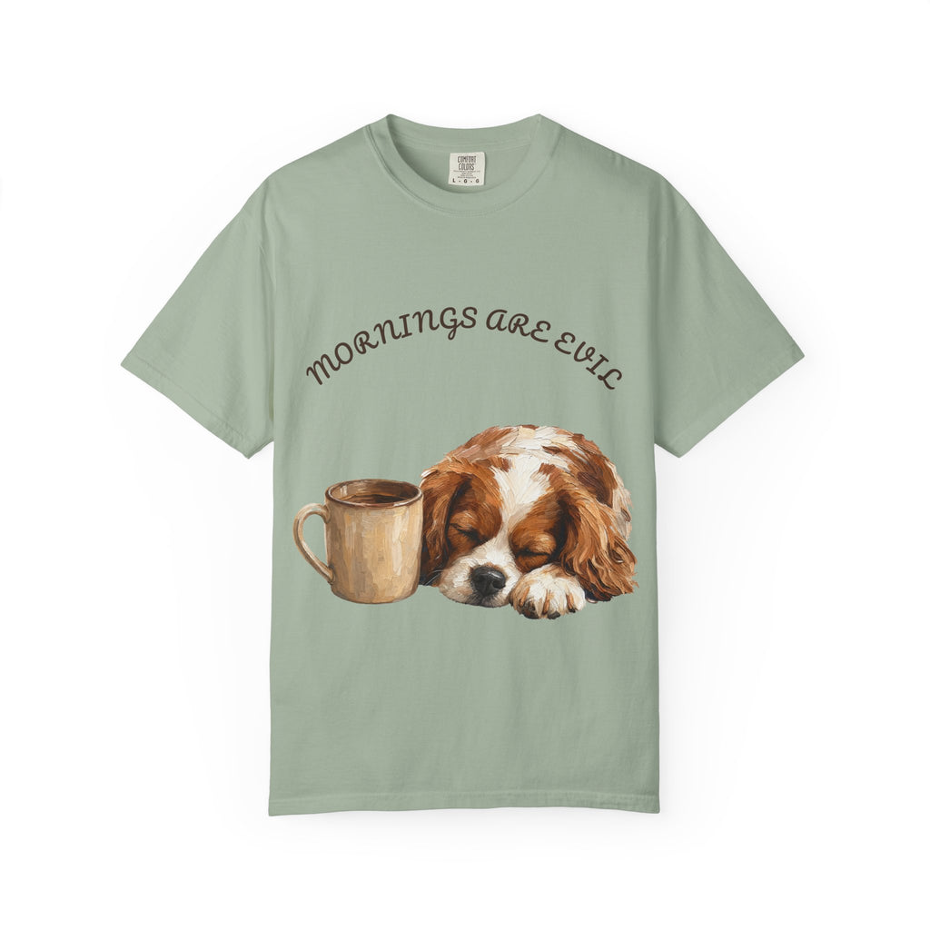 Mornings Are Evil Shirt, Funny Lazy Dog Coffee Tee, Not a Morning Person Gift, Painterly Dog Lover Sweatshirt