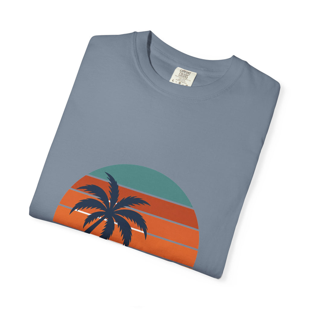 Retro Sunset Beach Shirt, Vintage Palm Tee, Ocean Surf Gift, 70s Coastal Landscape Sweatshirt