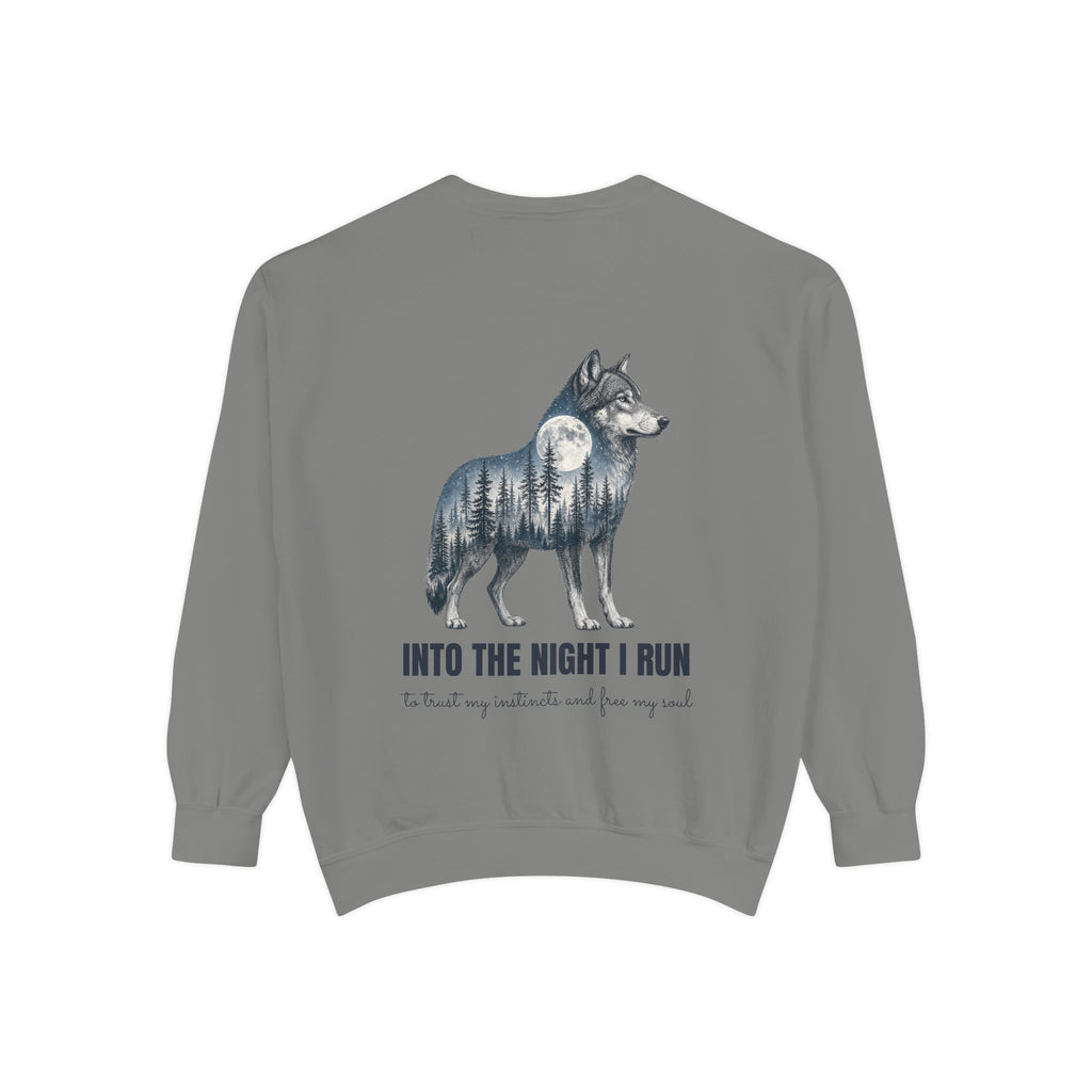 Into the Night I Run Shirt, Wolf Double Exposure Tee, Moonlit Forest Wild Spirit Gift, Woodland Nature Sweatshirt