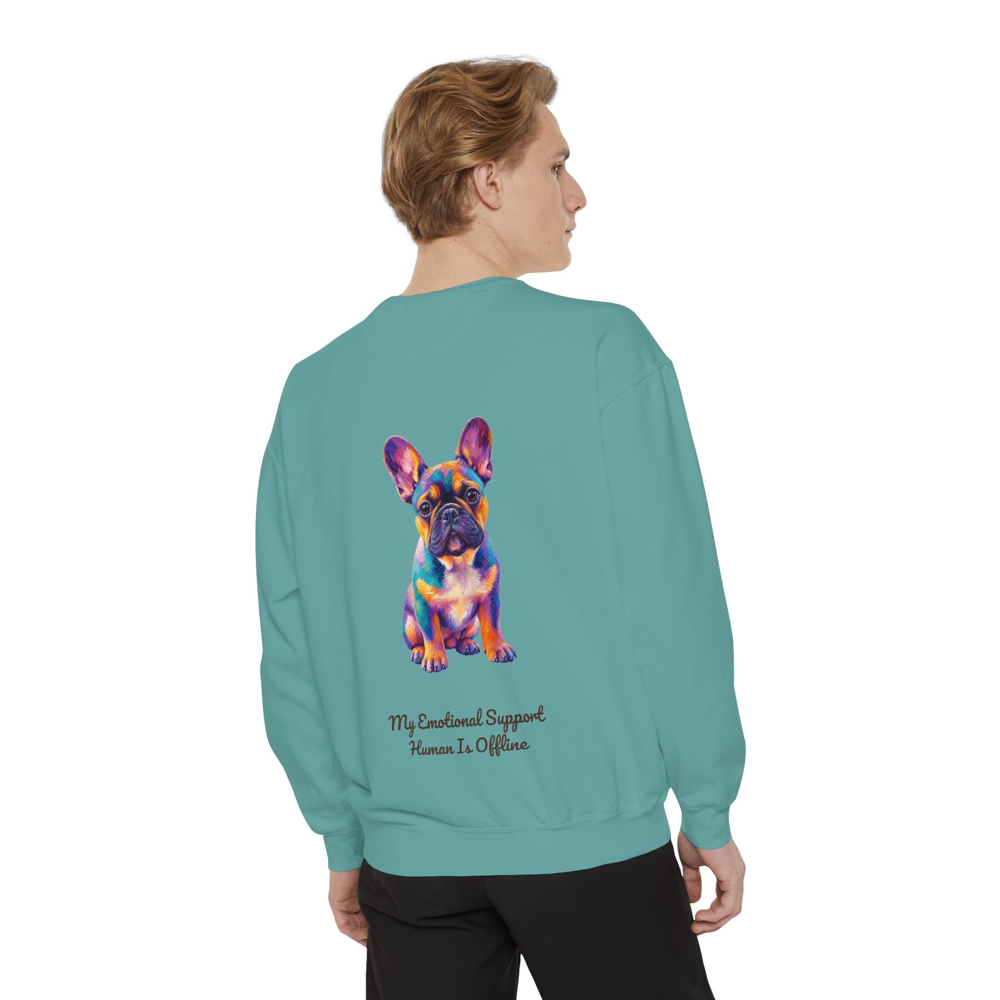 French Bulldog Shirt, My Emotional Support Human Is Offline Tee, Funny Frenchie Dog Mom Gift, Painterly Dog Lover Sweatshirt