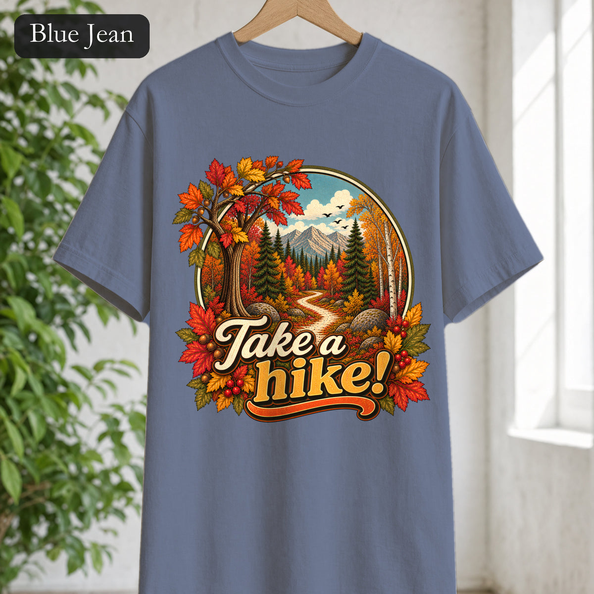 Take a Hike! retro mountain scene Shirt | autumn hiking design