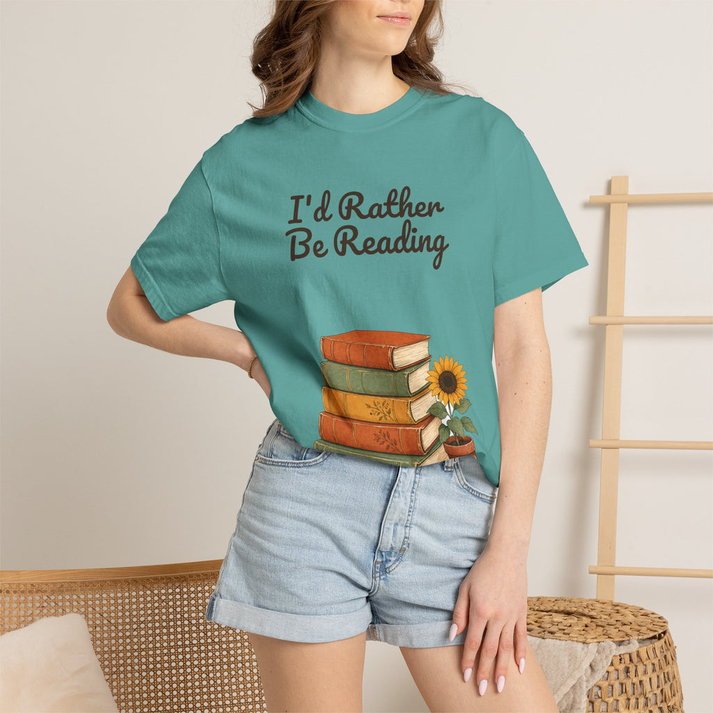 I'd Rather Be Reading Shirt, Book Lover Tee, Bookish Reader Gift, Cozy Sunflower Reading Sweatshirt