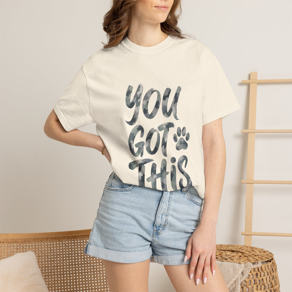 You Got This Shirt, Camo Motivational Tee, Encouragement Mental Health Gift, Positive Vibes Paw Print Sweatshirt