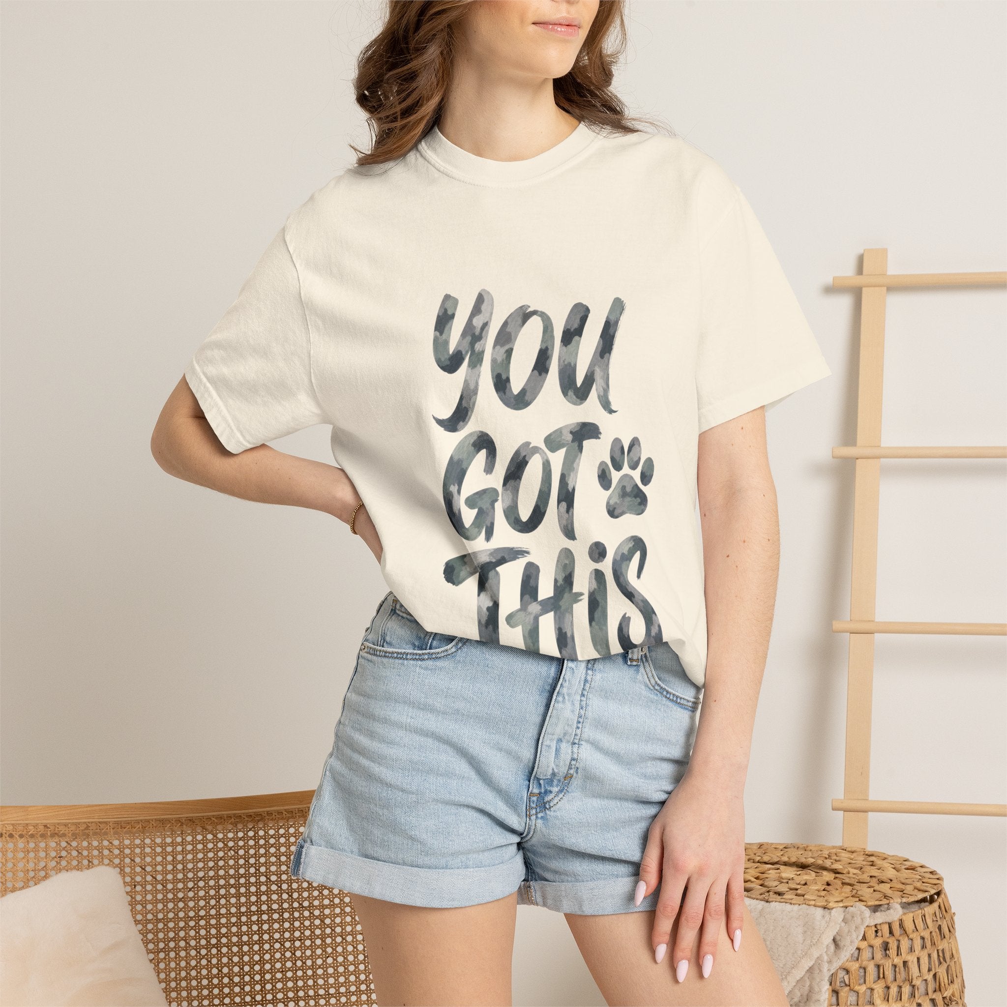 You Got This Shirt, Camo Motivational Tee, Encouragement Mental Health Gift, Positive Vibes Paw Print Sweatshirt