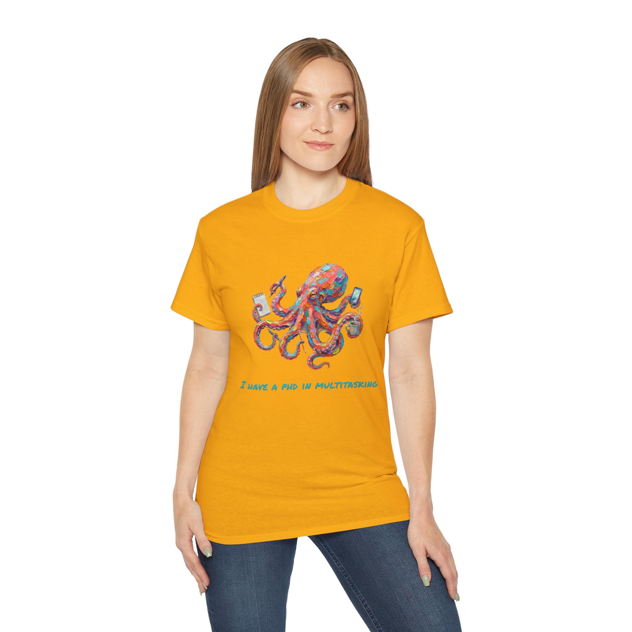 Octopus T-Shirt — I Have a PhD in Multitasking, Funny Office Tee