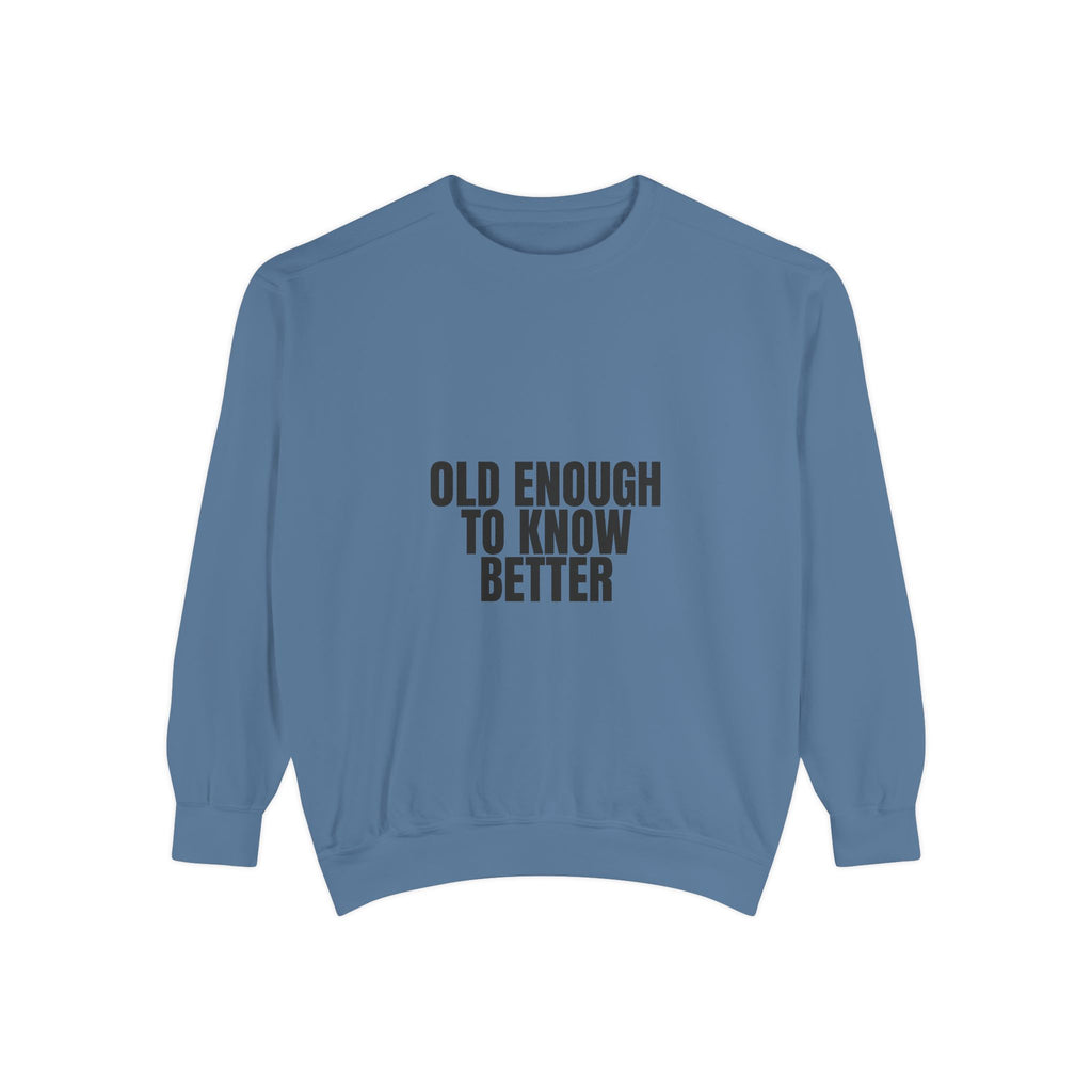 Old Enough To Know Better Shirt, Funny Sarcastic Tee, Gag Gift, Humor Sweatshirt