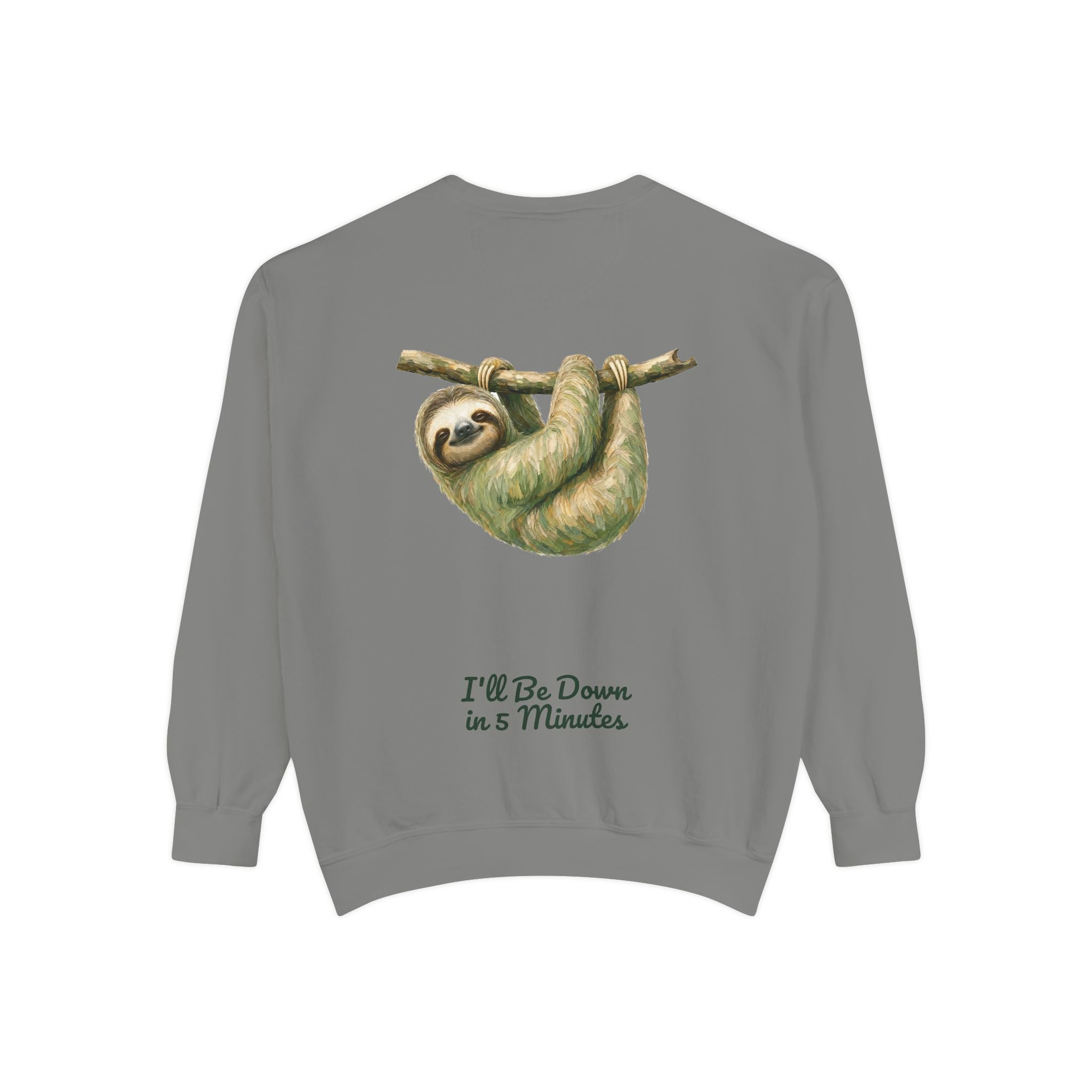 Sloth Shirt, I'll Be Down in 5 Minutes Tee, Funny Lazy Sloth Gift, Painterly Introvert Sweatshirt