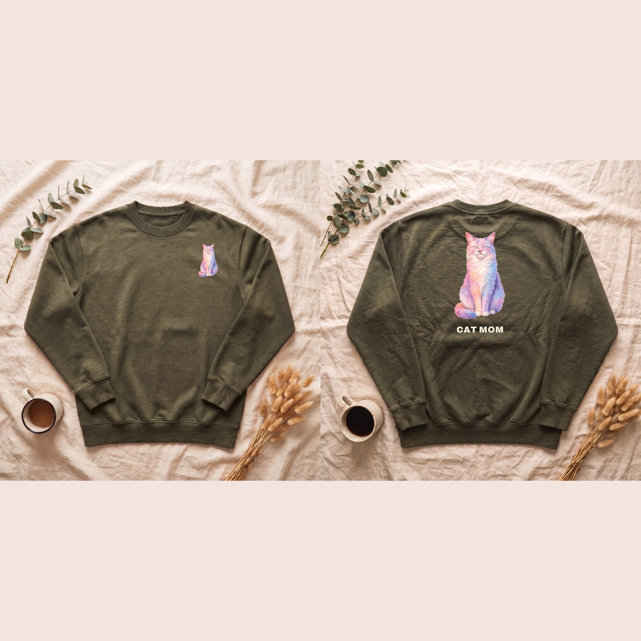 Cat Mom Shirt, Pastel Painterly Cat Tee, Cute Cat Lover Gift, Cat Owner Sweatshirt for Her