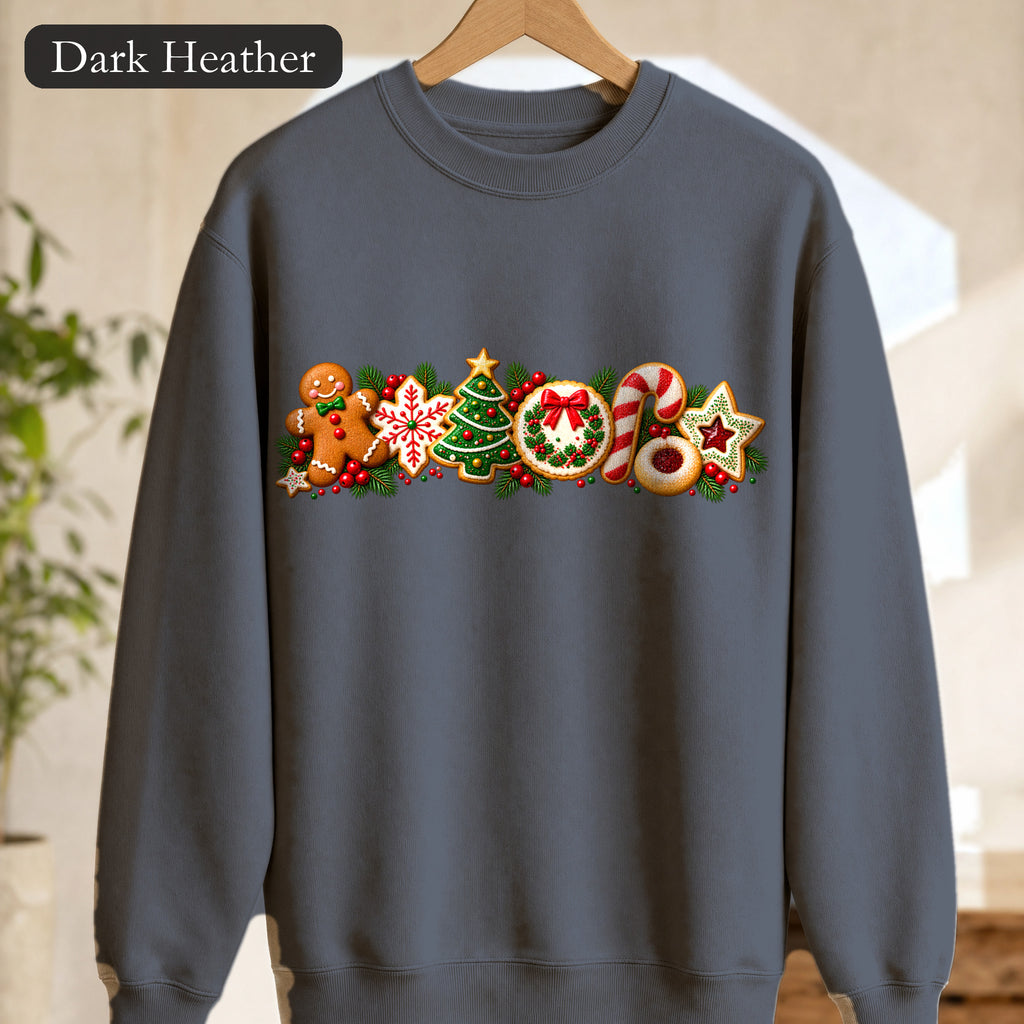 Christmas Cookie Line Up Sweatshirt | Gingerbread Tree Candy Cane Ornament