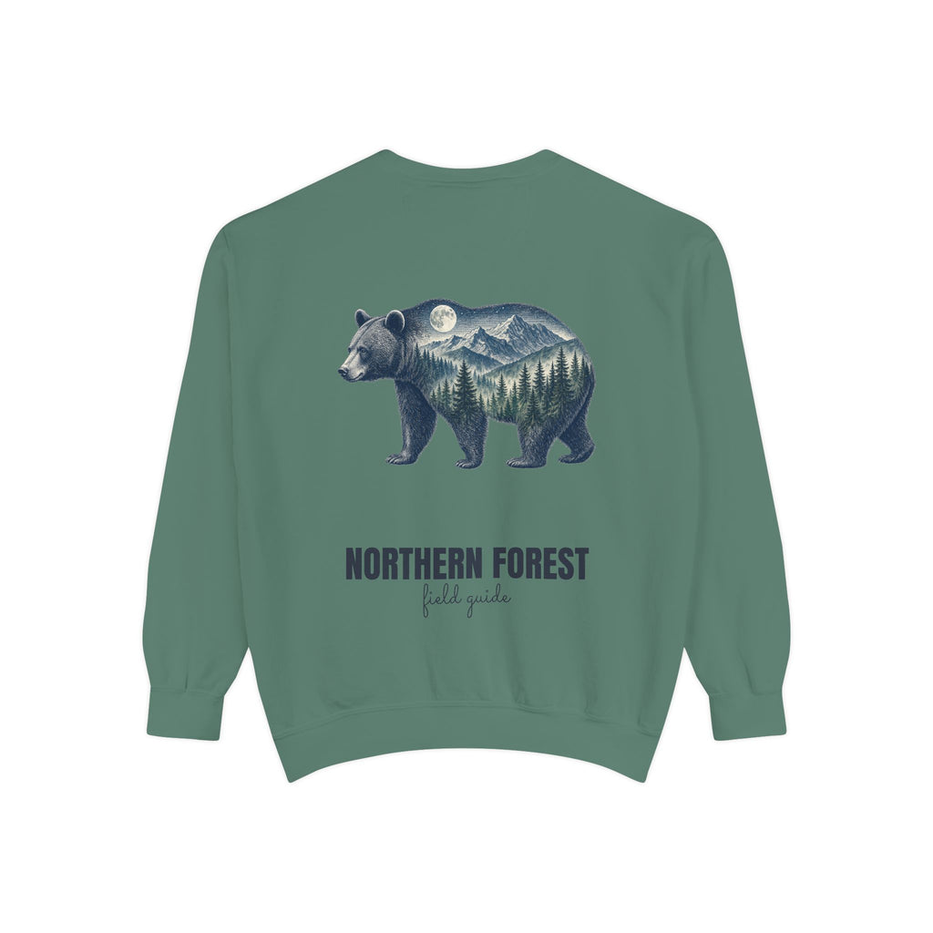 Northern Forest Field Guide Shirt, Black Bear Double Exposure Tee, Woodland Wildlife Camping Gift, Nature Lover Sweatshirt
