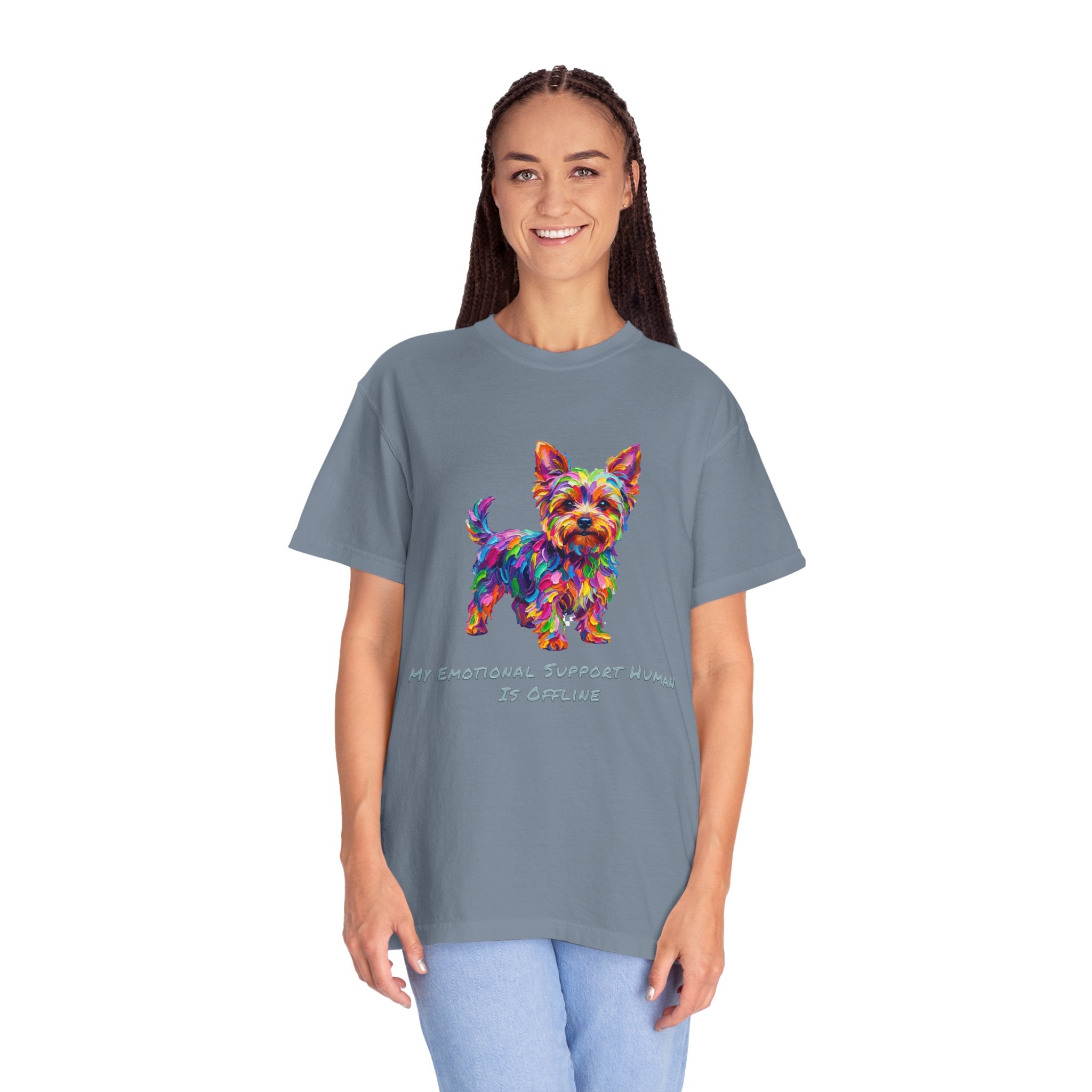 Yorkie T-Shirt — My Emotional Support Human Is Offline