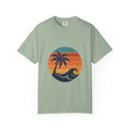 Retro Sunset Beach Shirt, Vintage Palm Tee, Ocean Surf Gift, 70s Coastal Landscape Sweatshirt