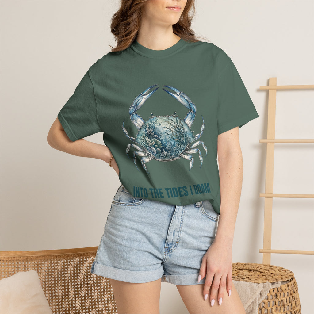 Into the Tides I Roam Shirt, Blue Crab Double Exposure Tee, Ocean Beach Coastal Lover Gift, Nautical Sea Life Sweatshirt