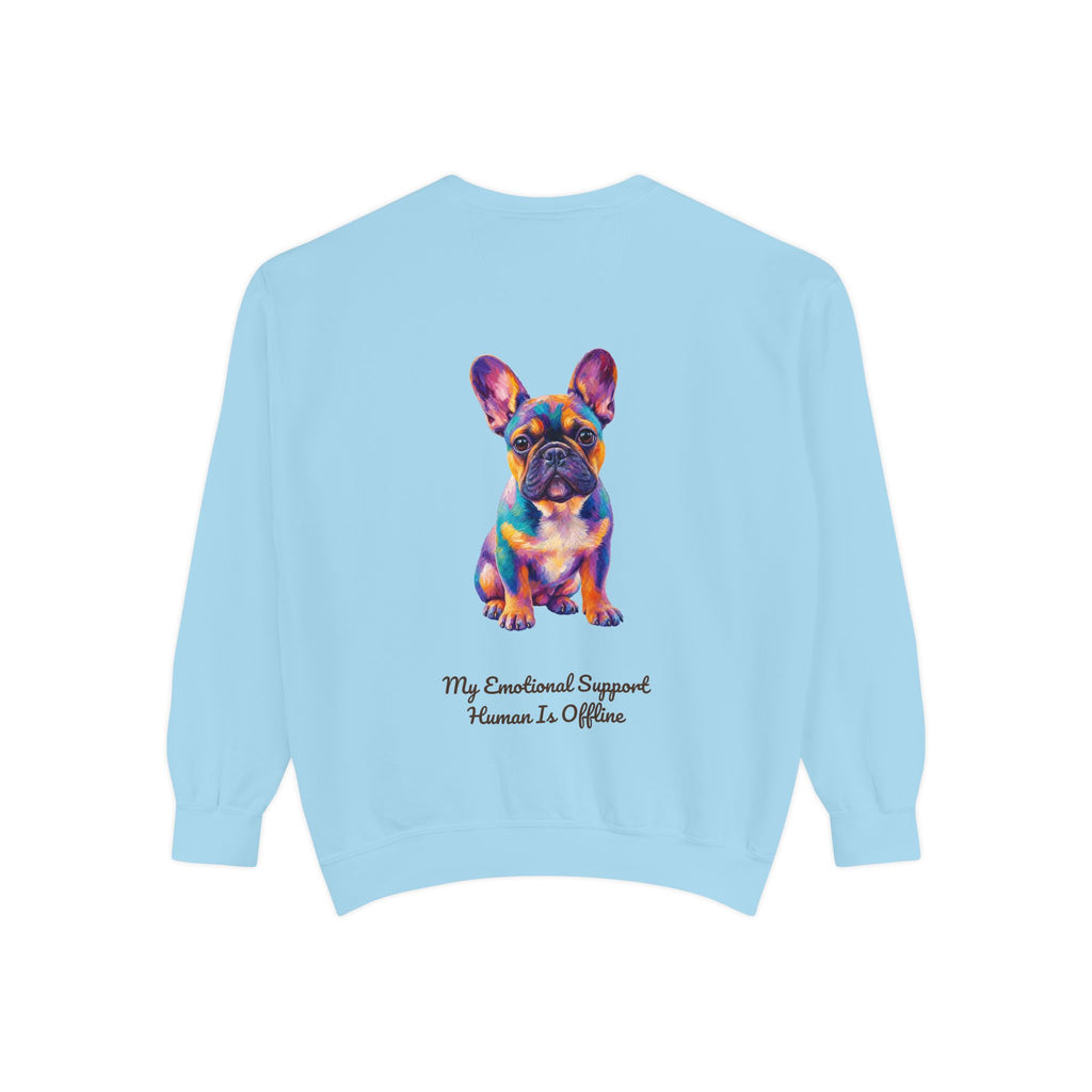 French Bulldog Shirt, My Emotional Support Human Is Offline Tee, Funny Frenchie Dog Mom Gift, Painterly Dog Lover Sweatshirt