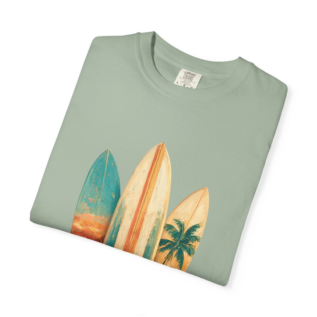 Vintage Surfboard Quarter Zip, Painterly Surf Art Pullover, Beach Coastal Surfer Gift, Summer Ocean Sweatshirt