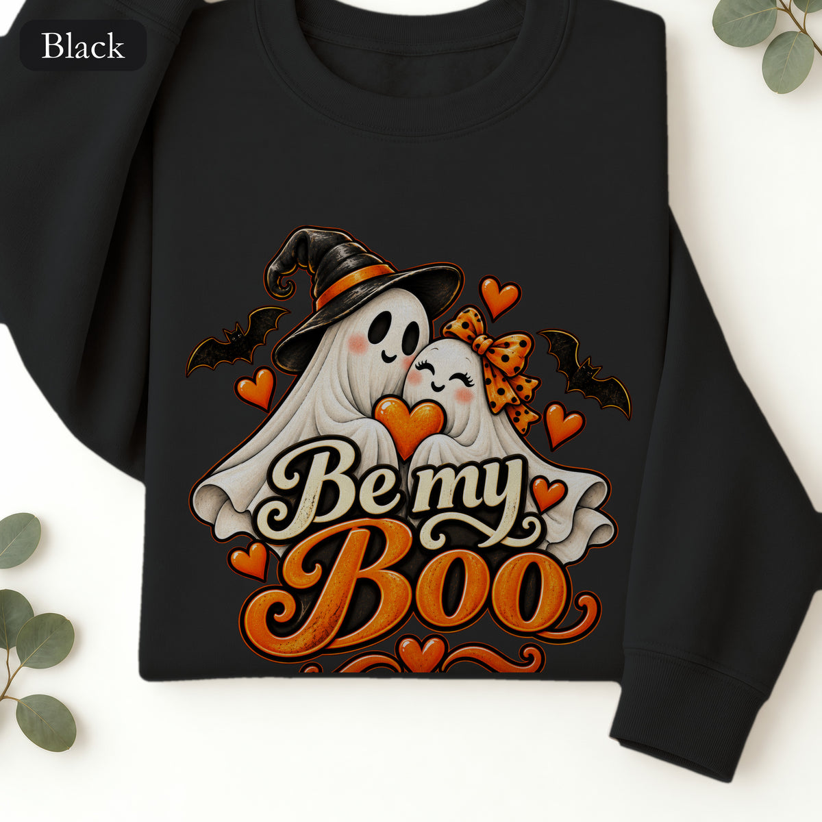 Be My Boo ghost couple Sweatshirt | Halloween spooky hearts