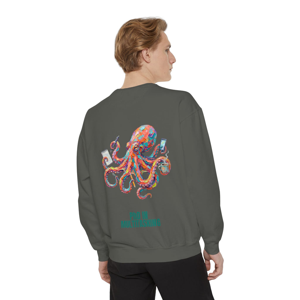 PhD in Multitasking Shirt, Funny Octopus Tee, Busy Mom Boss Gift, Painterly Ocean Humor Sweatshirt