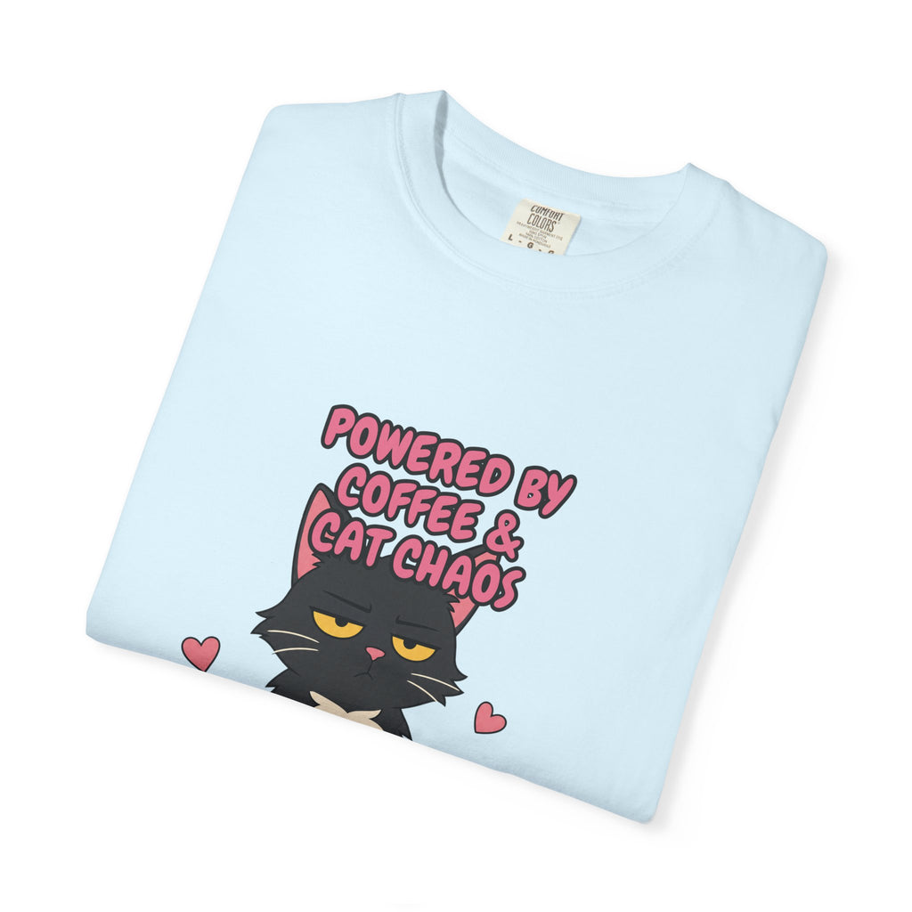 Powered By Coffee and Cat Chaos Shirt, Funny Cat Mom Coffee Tee, Cat Lover Gift, Cat Owner Sweatshirt