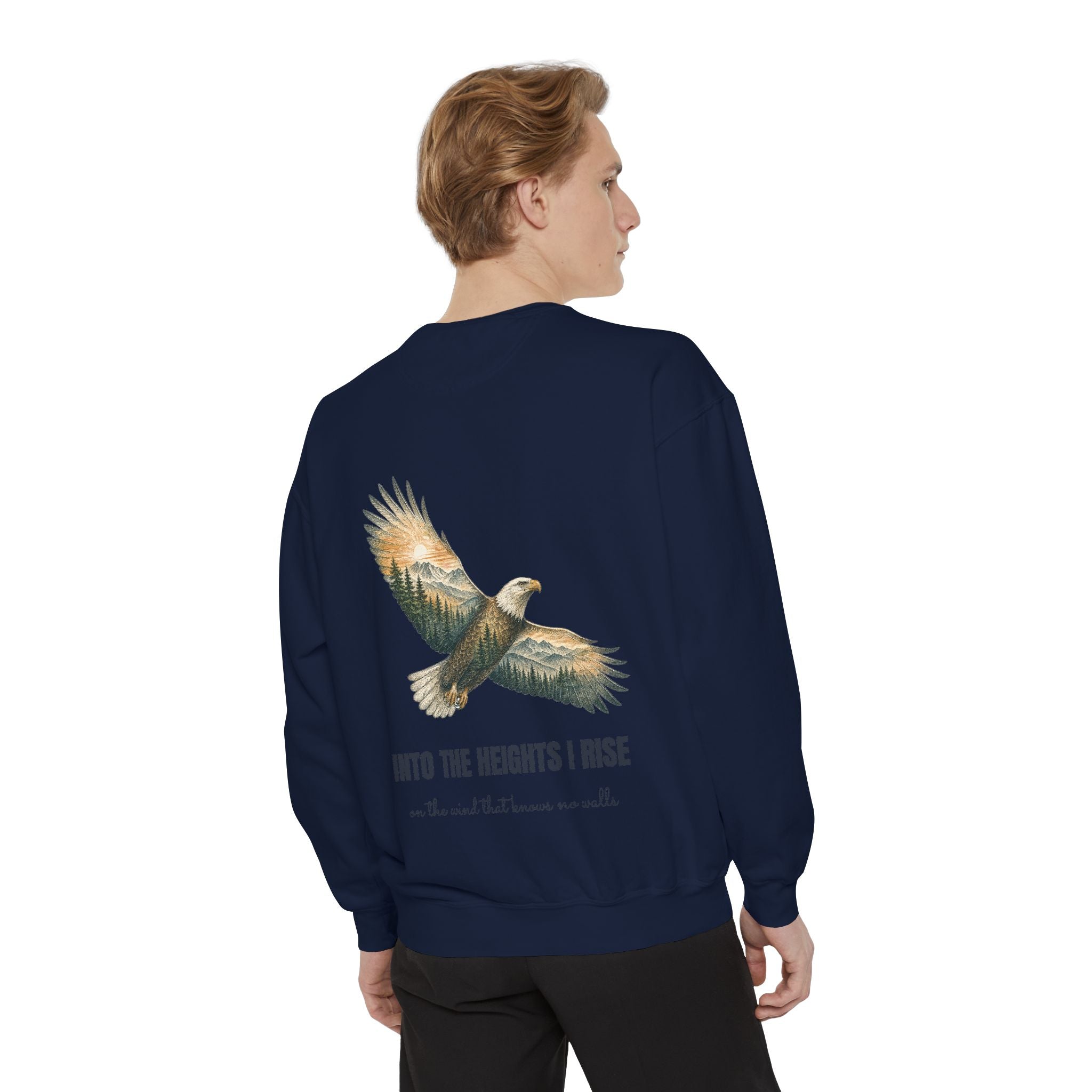 Into the Heights I Rise Shirt, Eagle Double Exposure Tee, Mountain Wilderness Adventure Gift, Woodland Nature Sweatshirt