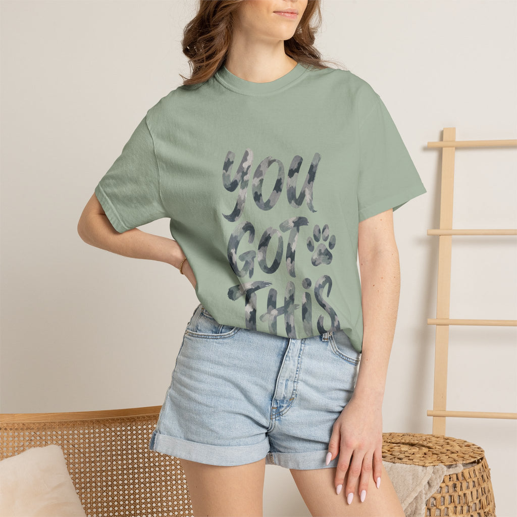 You Got This Shirt, Camo Motivational Tee, Encouragement Mental Health Gift, Positive Vibes Paw Print Sweatshirt