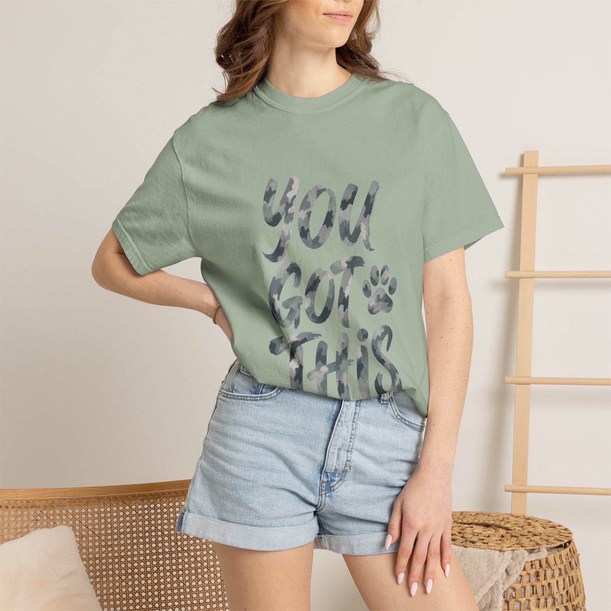 You Got This Shirt, Camo Motivational Tee, Encouragement Mental Health Gift, Positive Vibes Paw Print Sweatshirt