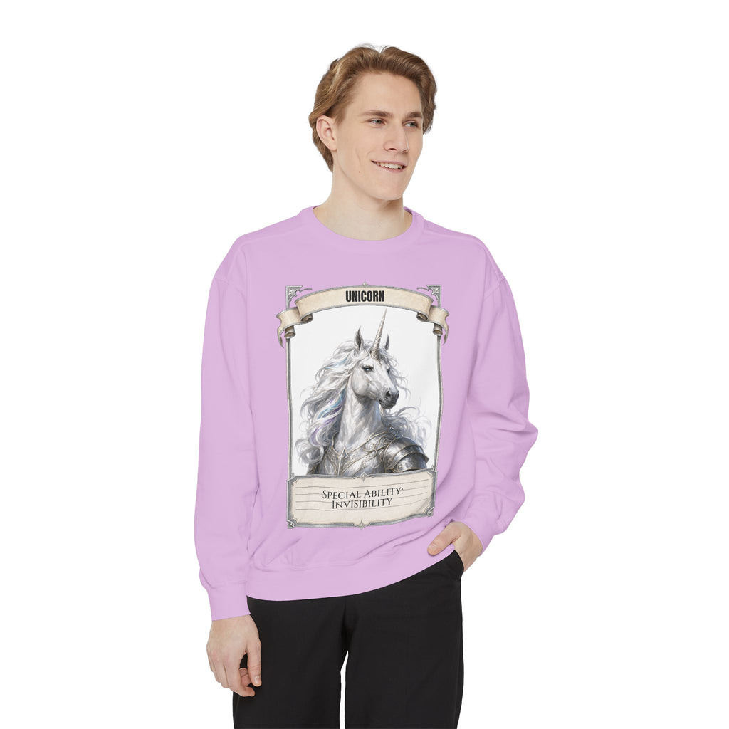 Unicorn Invisibility Stat Card Shirt, Funny RPG Gamer Tee, Tabletop D20 Fantasy Gift, Dungeon Dice Sweatshirt