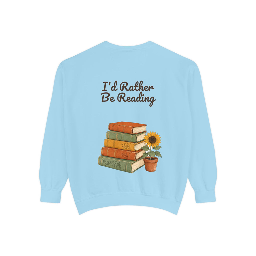 I'd Rather Be Reading Shirt, Book Lover Tee, Bookish Reader Gift, Cozy Sunflower Reading Sweatshirt