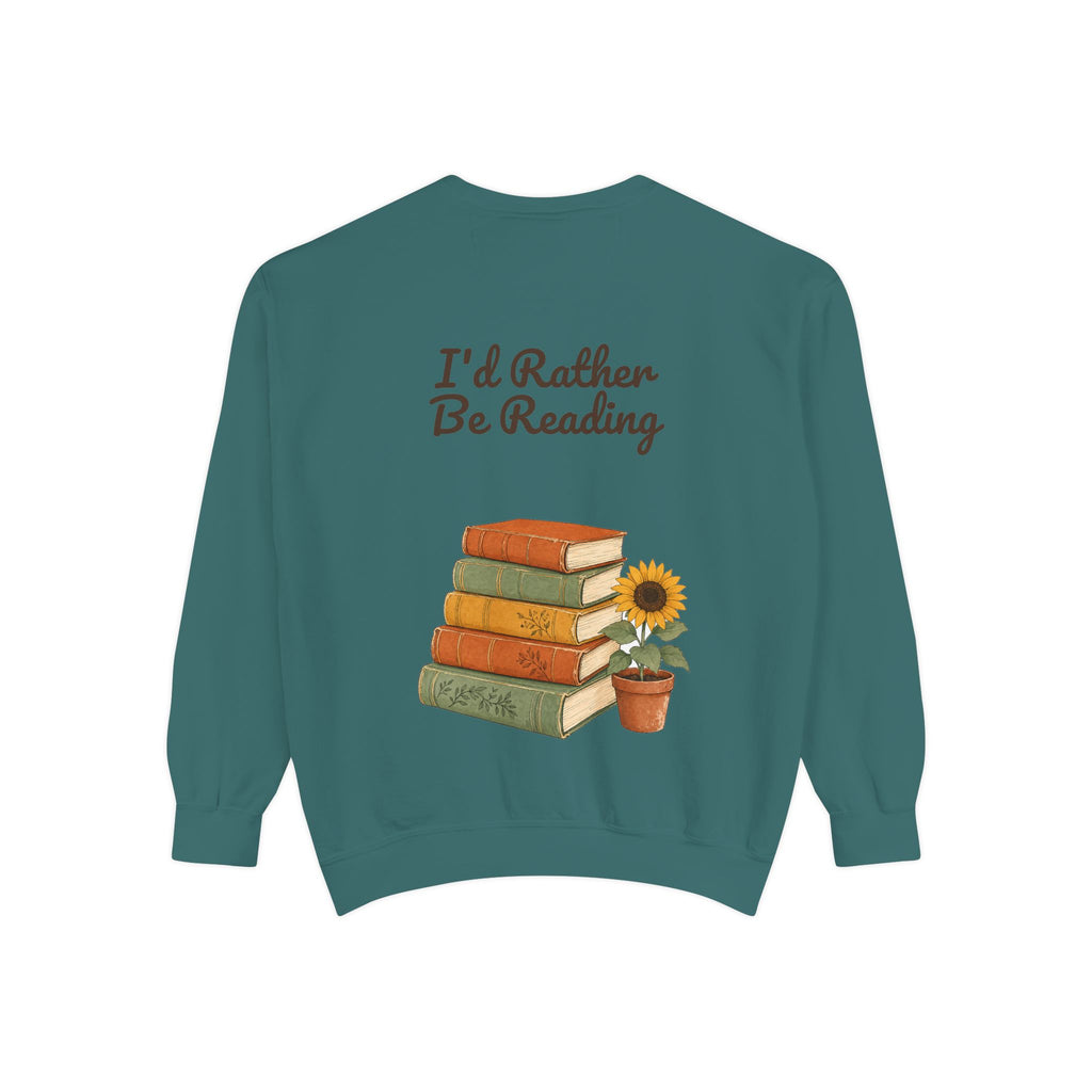I'd Rather Be Reading Shirt, Book Lover Tee, Bookish Reader Gift, Cozy Sunflower Reading Sweatshirt